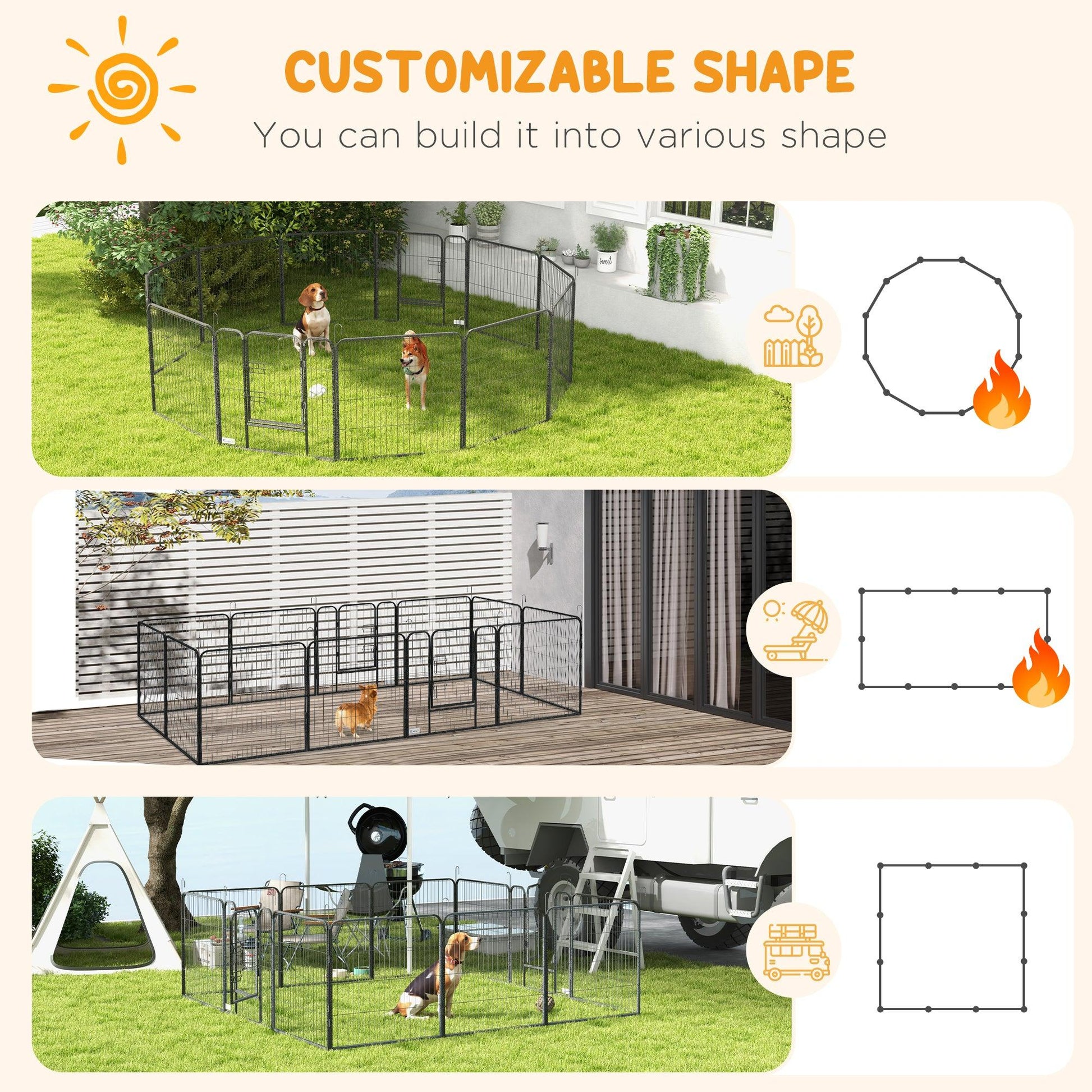 PawHut Heavy Duty Puppy Play Pen, 12 Panels Pet Exercise Pen, for Indoors, Outdoors - ALL4U RETAILER LTD