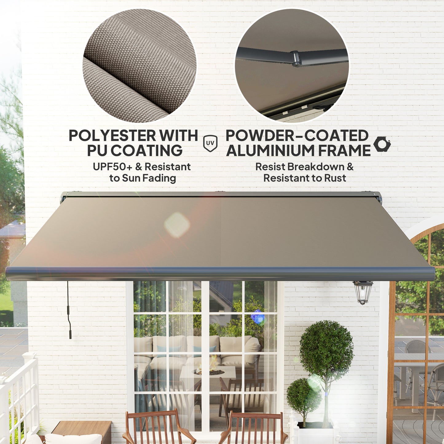 Outsunny 4x3m Full Cassette Electric Awning With Remote Control Aluminium Frame UPF50 Plus Sun Shade Canopy Light Grey