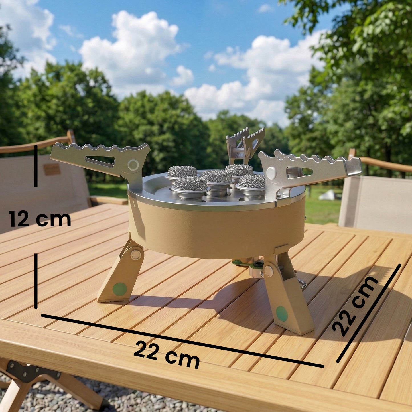 Outsunny 7000W Camping Stove with Piezo Ignition and Carry Bag High Power Gas Stove for Outdoor Hiking Khaki