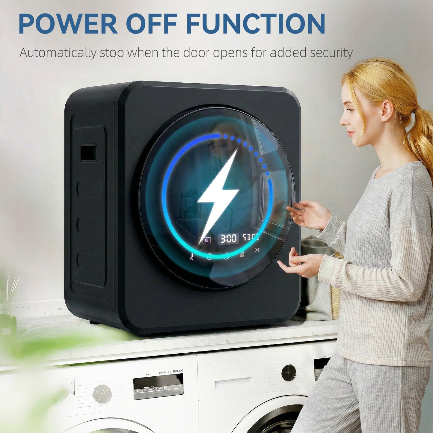 HOMCOM Vented Tumble Dryer 4 Kg Front Tumble Dryer 800W Compact Freestanding Black With Stainless Steel Drum