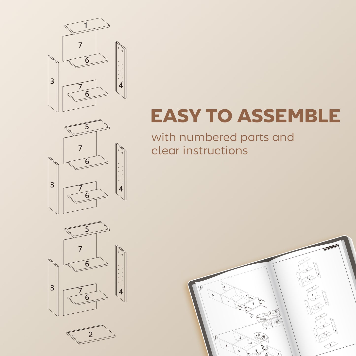 HOMCOM 260 Narrow CD Storage Unit Rustic Brown With Six Adjustable Shelves Holds Up To 260 CDs Or 120 DVDs Anti Tip