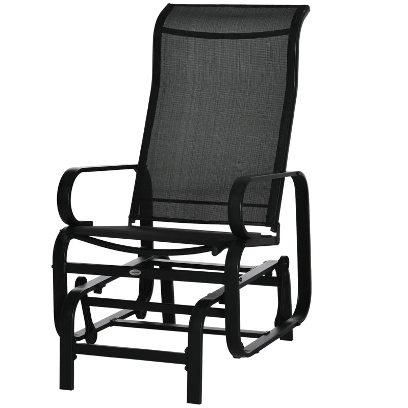 Outsunny Outdoor Gliding Rocking Chair w/ Metal Frame for Patio, Backyard, Black - ALL4U RETAILER LTD