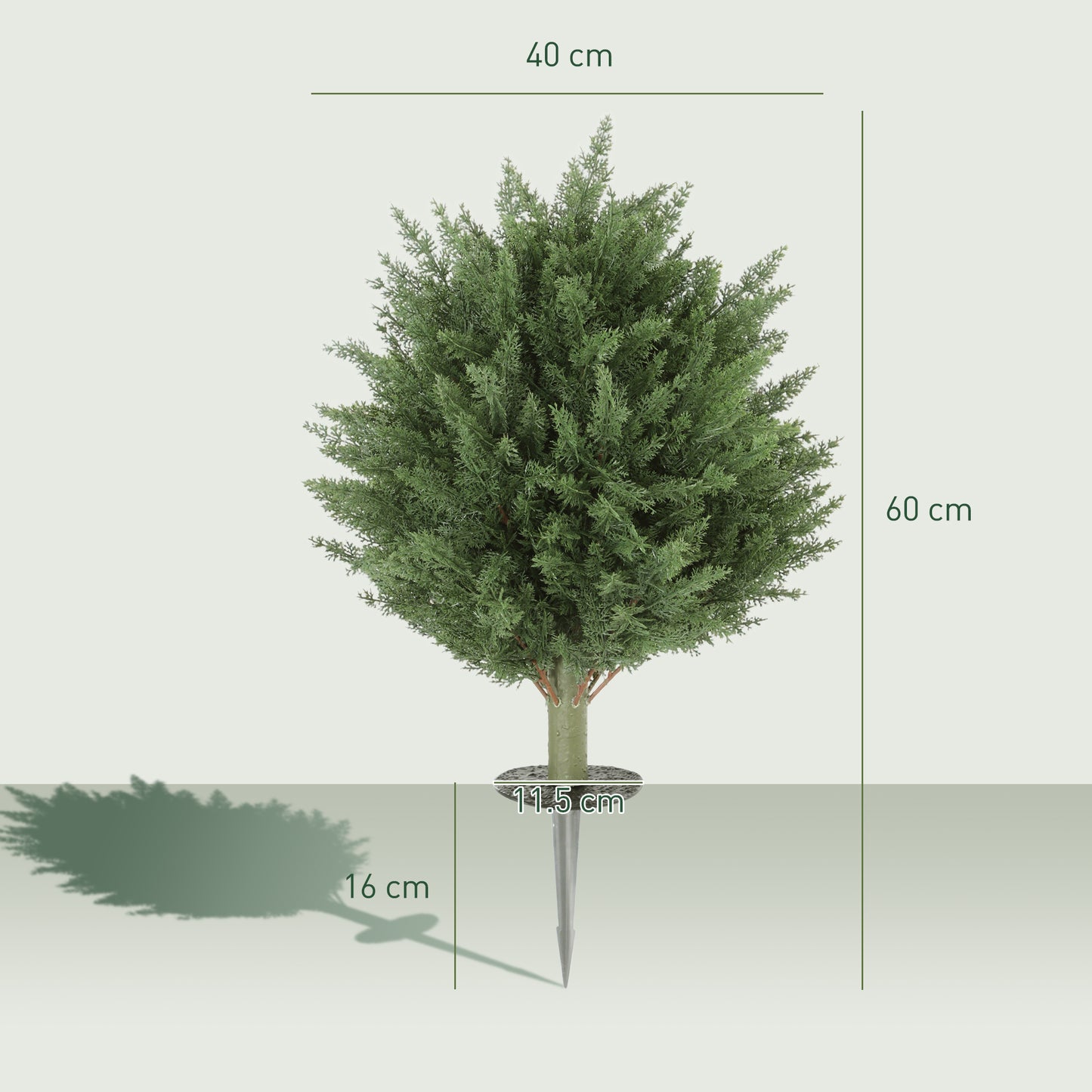 HOMCOM 60 cm Artificial Cypress Tree Set of 2 with Ground Stake for Indoor and Outdoor Use UV Resistant Green