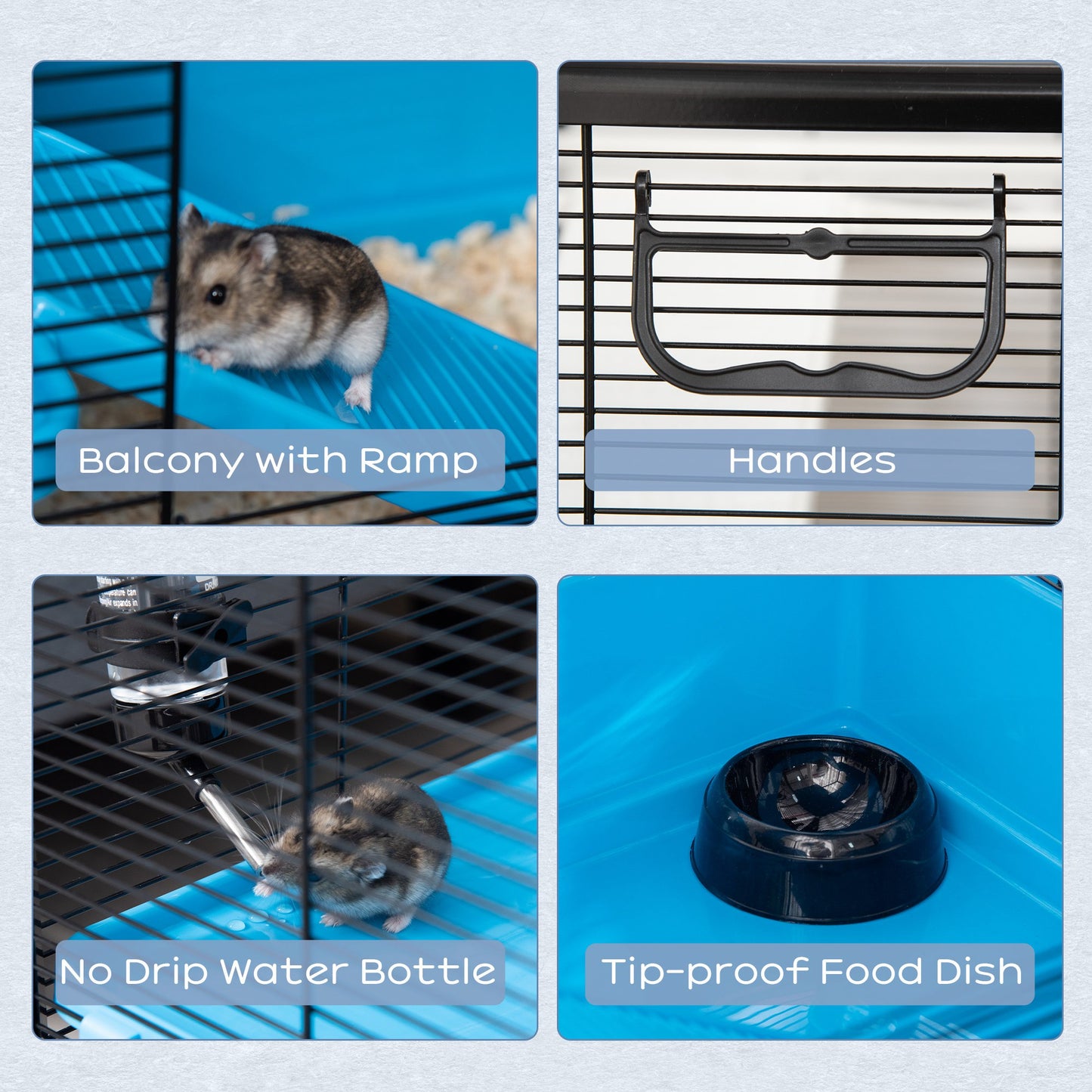 PawHut Light Blue Small Animal Habitat Cage for Guinea Pigs, Hamsters, and Chinchillas with Accessories - 80x48x58 cm - ALL4U RETAILER LTD