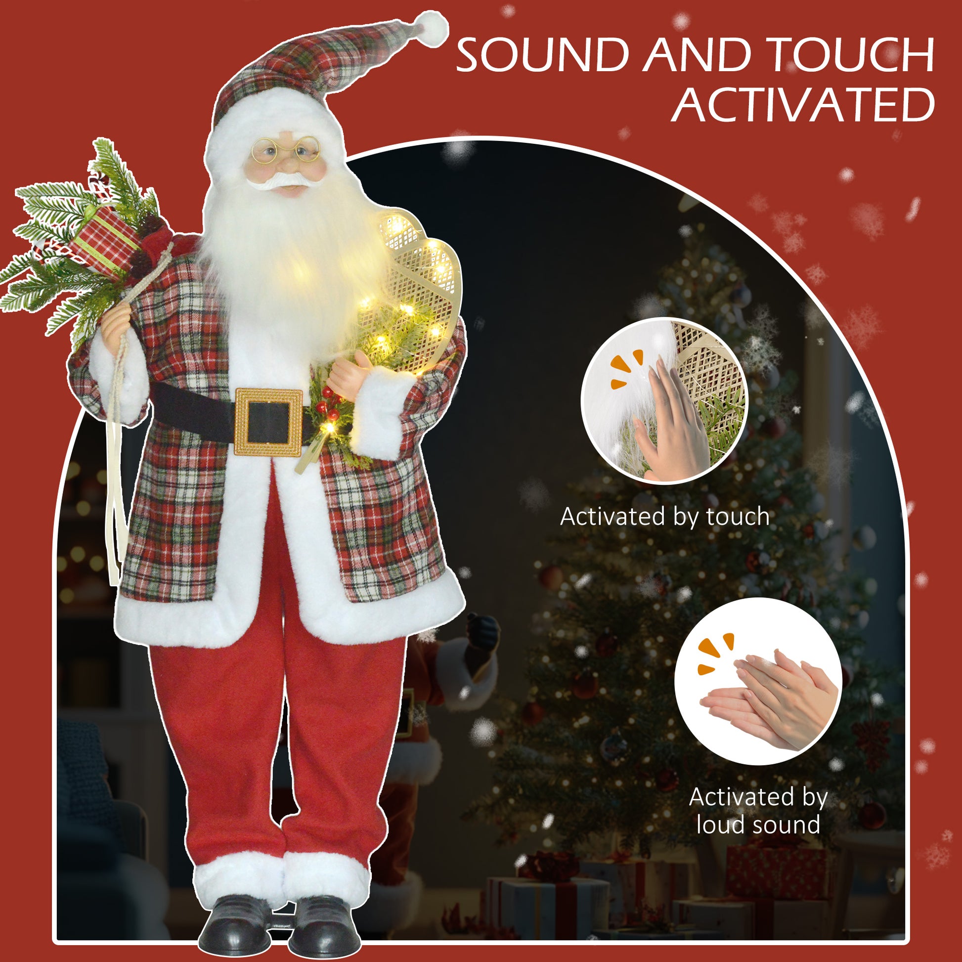 Jolly Life-Size Animated Santa Claus with Sound and Light Effects - 133cm Holiday Decoration for Festive Celebrations - ALL4U RETAILER LTD