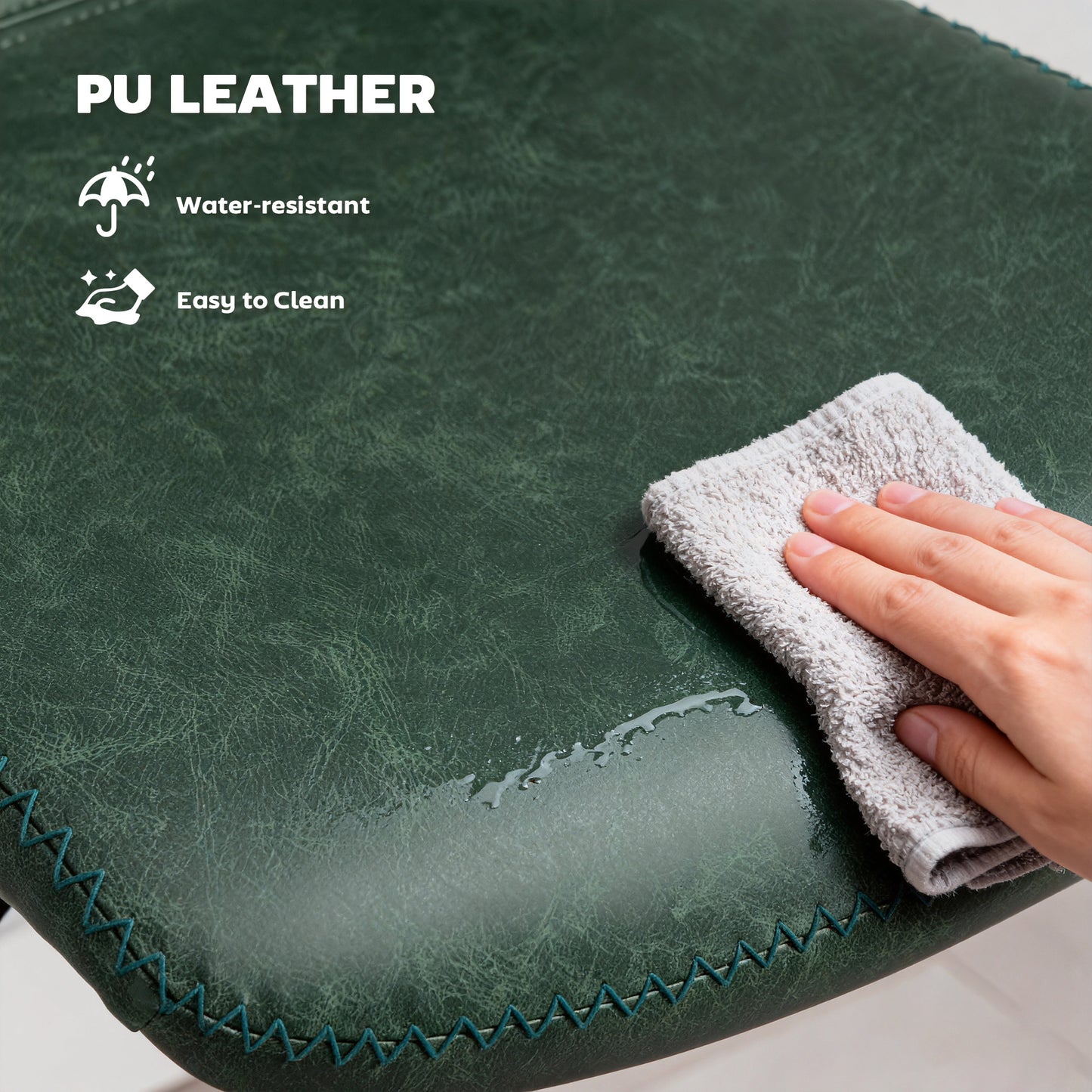 HOMCOM Bar Stools Set Of 2 Green PU Leather Backrest And Footrest Adjustable Breakfast Bar Kitchen Counter Barstools