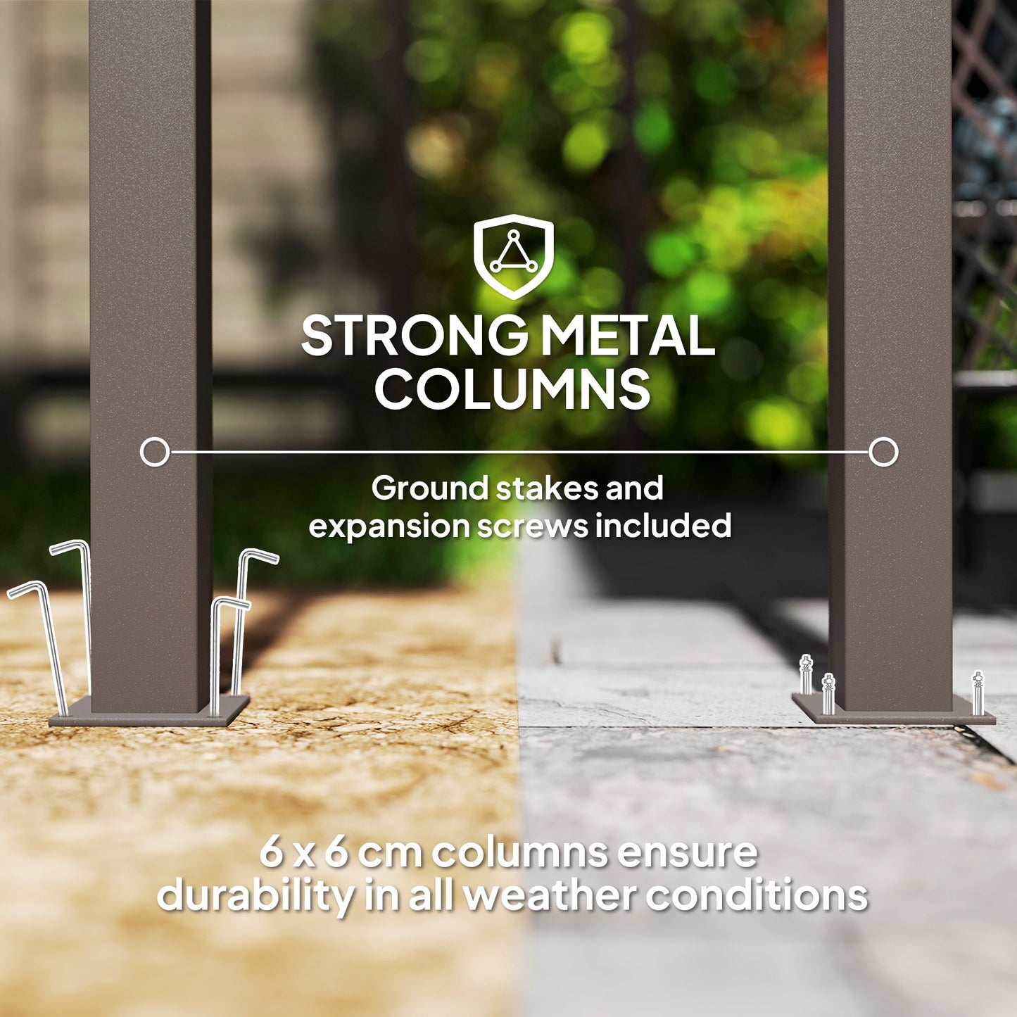 Outsunny 3x3m Garden Pergola With Waterproof Metal Roof Gazebo Wind Resistant Outdoor Sun Shade Easy Assembly