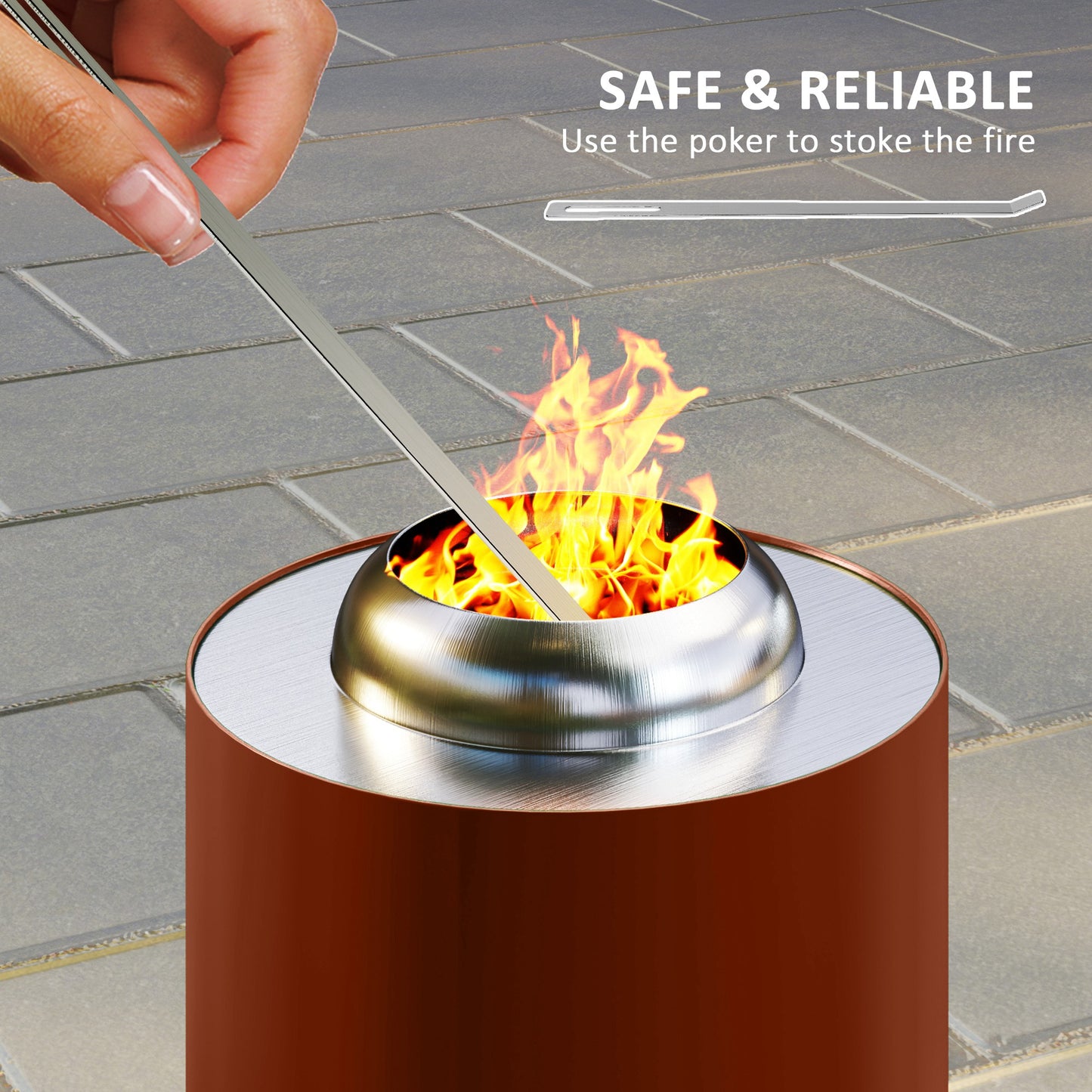 Outsunny Smokeless Fire Pit 16 x 16 cm Stainless Steel Portable Tabletop Wood or Pellet Fueled for Garden Red