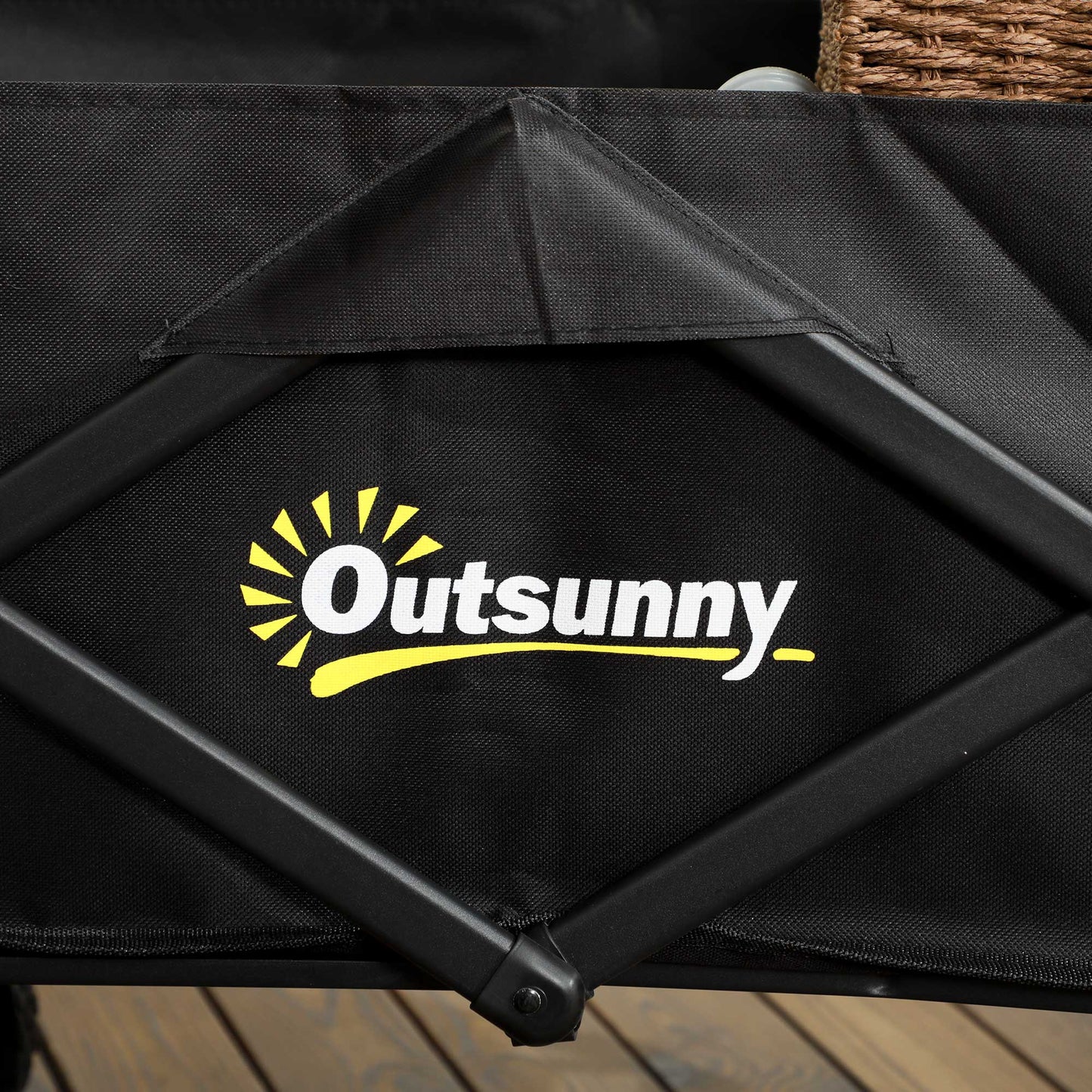 Outsunny Versatile Folding Utility Cart with Telescopic Handle - Heavy-Duty Pull Along Trolley in Black - ALL4U RETAILER LTD