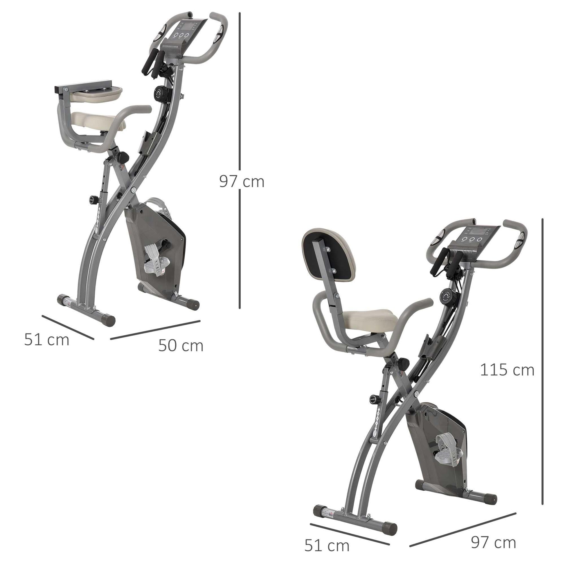 HOMCOM Foldable Exercise Bike with 8-Level Resistance and Pulse Sensor - ALL4U RETAILER LTD