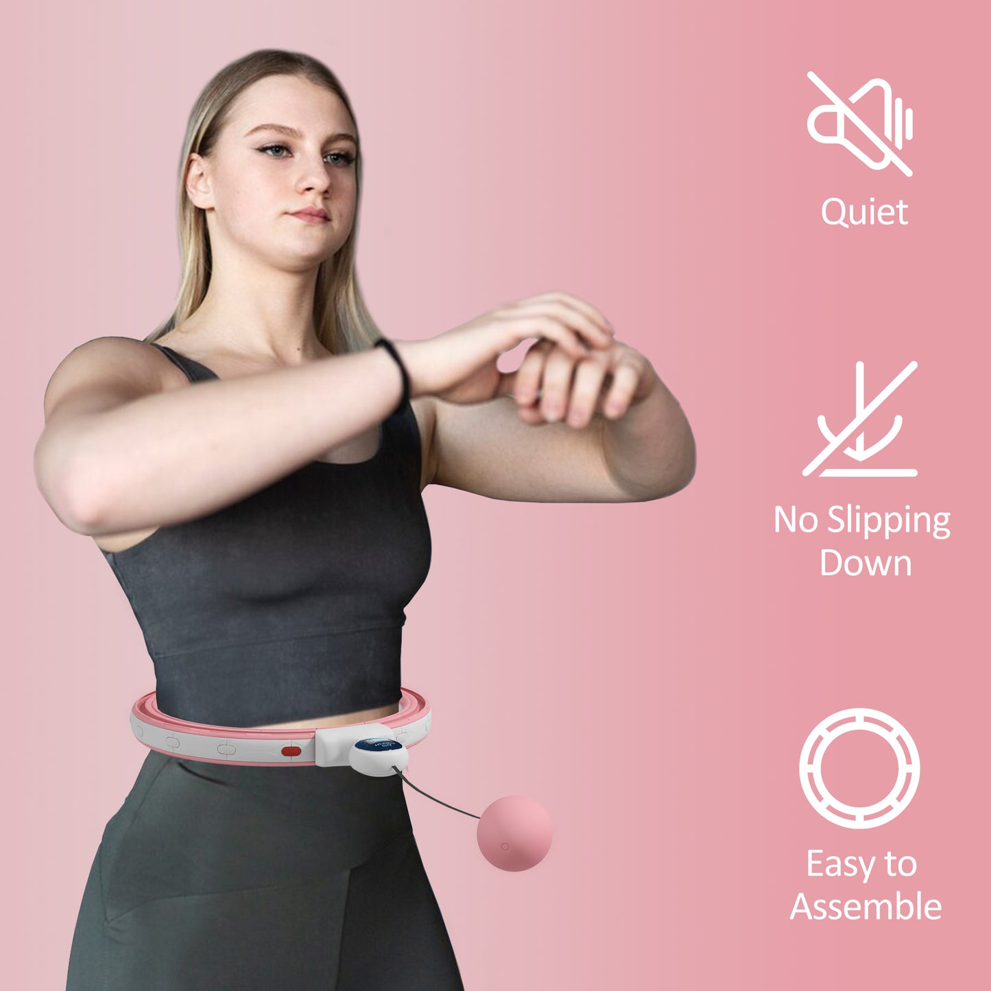 SPORTNOW Smart Weighted Hula Hoop with 360° Massage Ball and Digital Counter - 16 Detachable Sections for Custom Fit - ALL4U RETAILER LTD