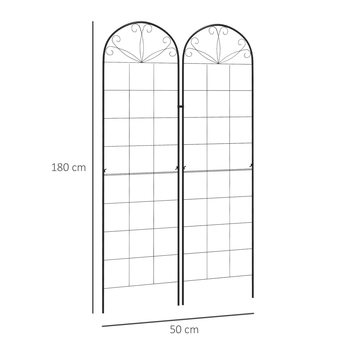 Outsunny Metal Trellis Set of 2, Garden Trellis for Climbing Plants Support Frames, Grid Design - ALL4U RETAILER LTD