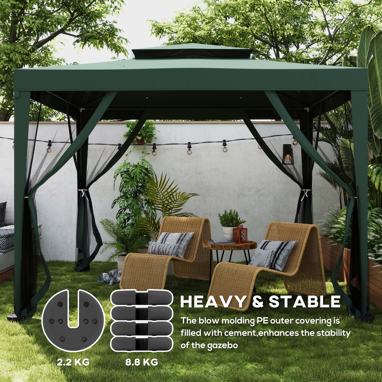 Outsunny Pop Up Canopy Tent Weight Set Of 4 Leg Weights For Marquee Party Tent Outdoor Canopy Secure Ground 8.8 KG