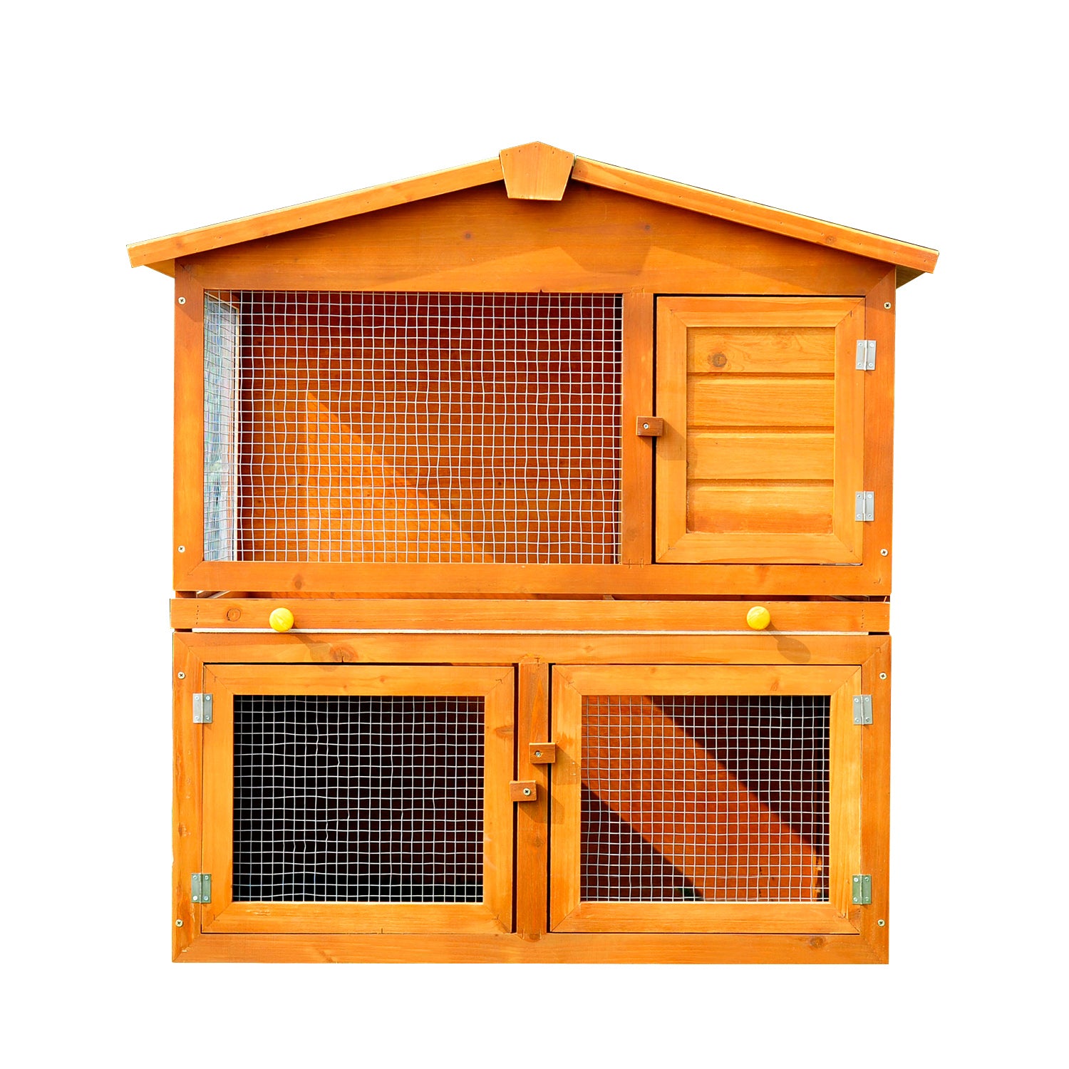 PawHut Deluxe 2-Story Wooden Rabbit Hutch with Run and Sliding Tray for Small Animals - ALL4U RETAILER LTD