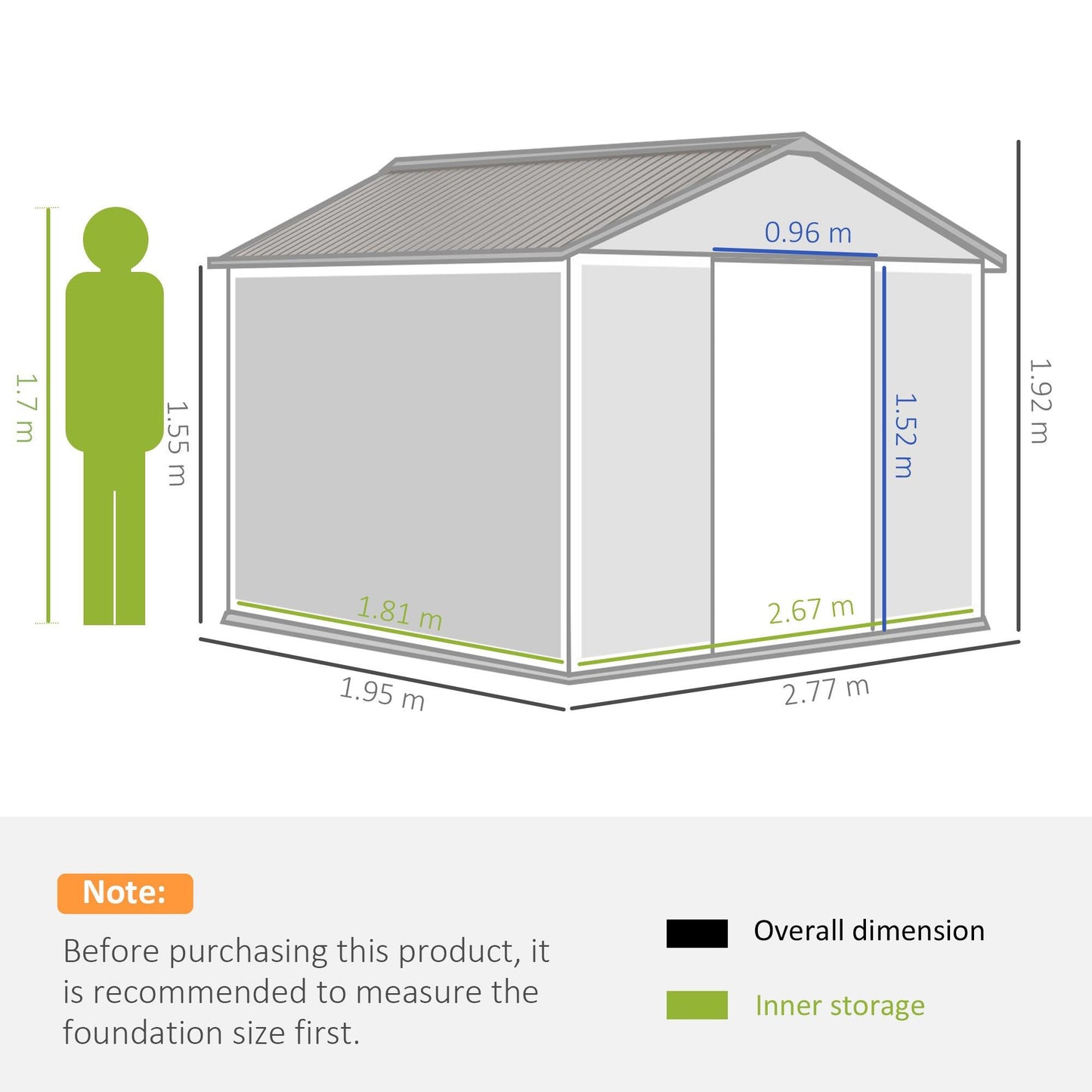 Outsunny 9 X 6FT Outdoor Storage Garden Shed Sliding Door Galvanised Metal Brown - ALL4U RETAILER LTD