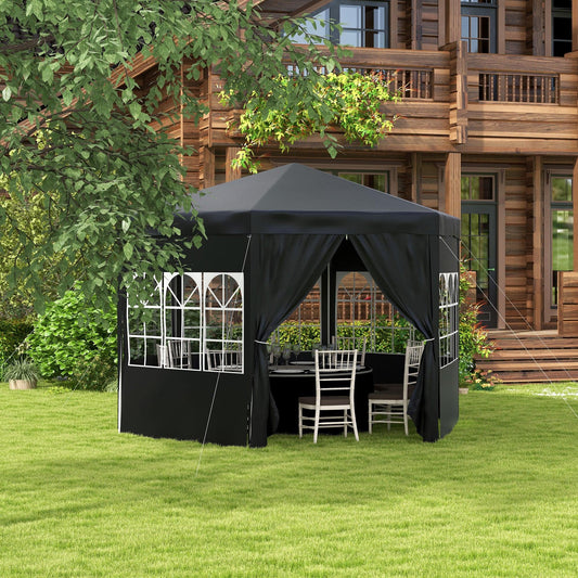 Outsunny 4 m Party Tent Wedding Gazebo Outdoor Waterproof PE Canopy Shade with 6 Removable Side Walls - ALL4U RETAILER LTD