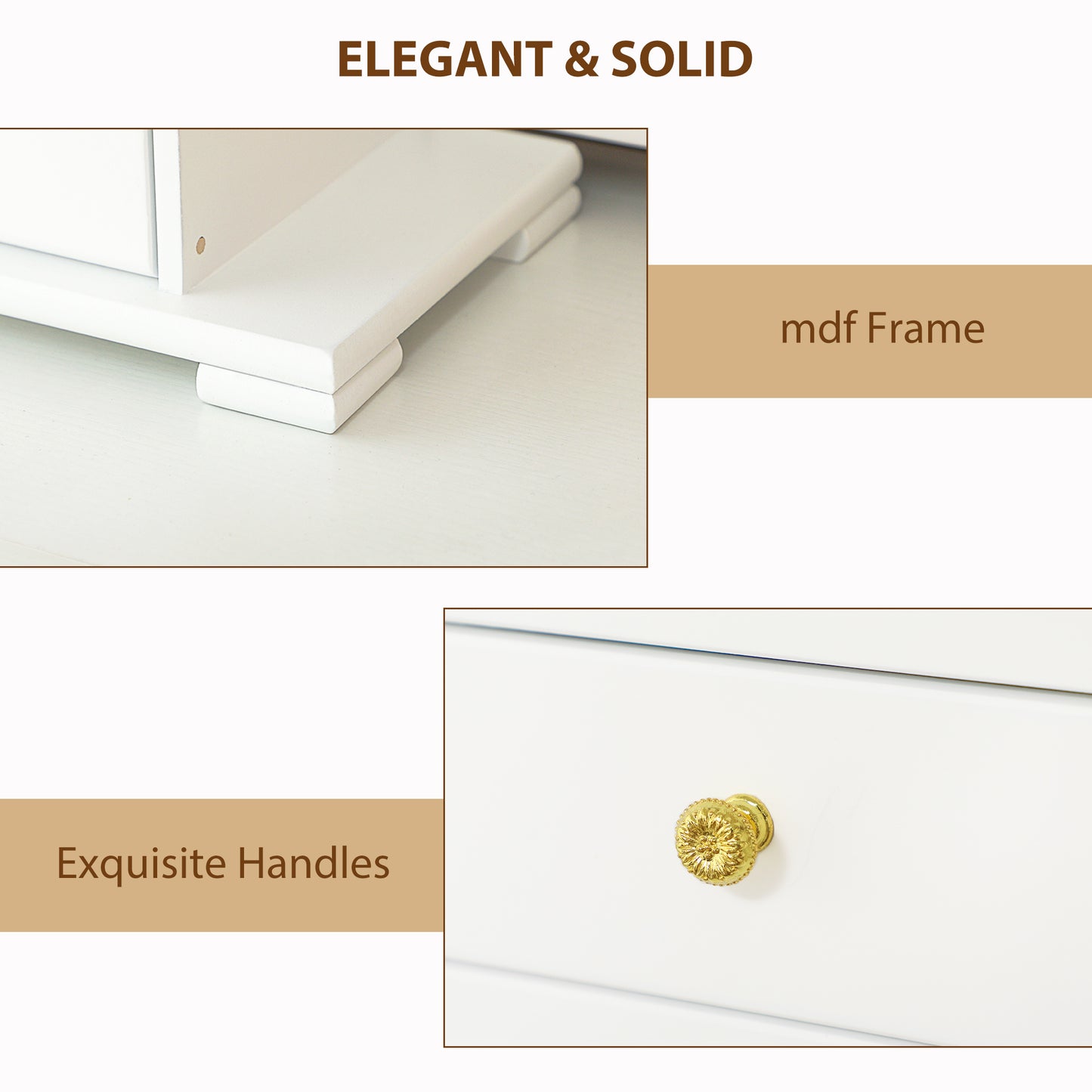 HOMCOM 4 Tier Jewellery Box With Mirror And 2 Drawers White For Ring Earrings Necklace Storage Organiser