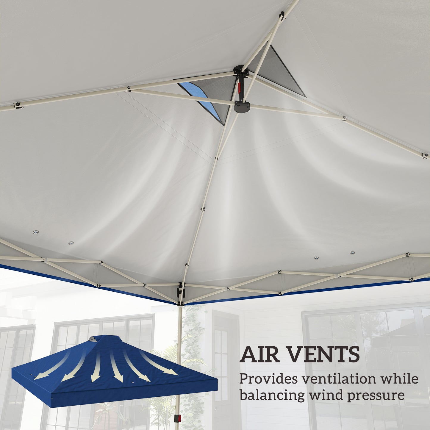Outsunny Gazebo Roof Replacement UV 50 Plus Waterproof Pop Up Canopy Cover 3 x 3 m Blue With Eight Drainage Holes