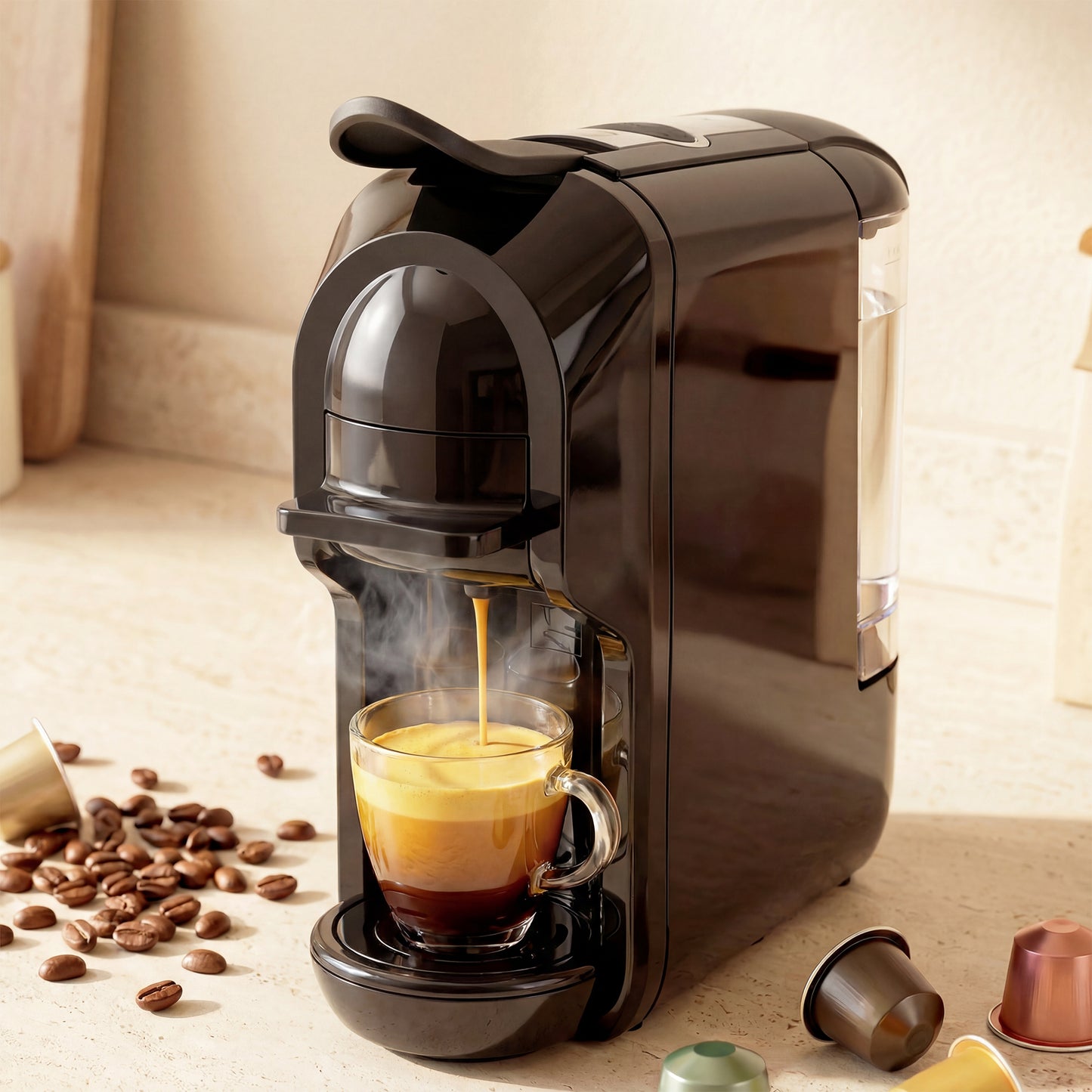 Homcom Semi Automatic Pod Coffee Machine For Nespresso Dolce Gusto Capsules Or Ground Coffee 19 Bar 0.6L