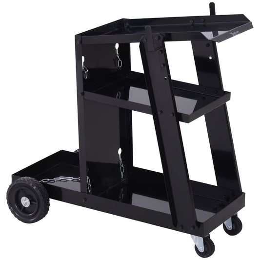 DURHAND Heavy-Duty Welding Trolley Cart with Wheels and Safety Chains for Gas Bottles – Black Garage Storage Solution - ALL4U RETAILER LTD