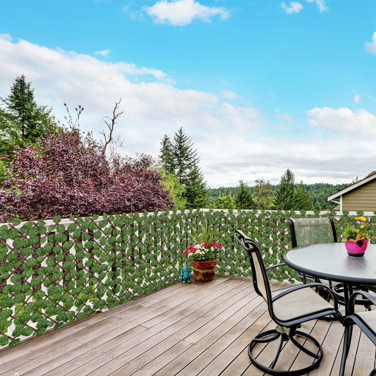Outsunny Set Of 2 Expandable Artificial Trellis Hedges Realistic Leaf Privacy Screen 2 By 1 Meter
