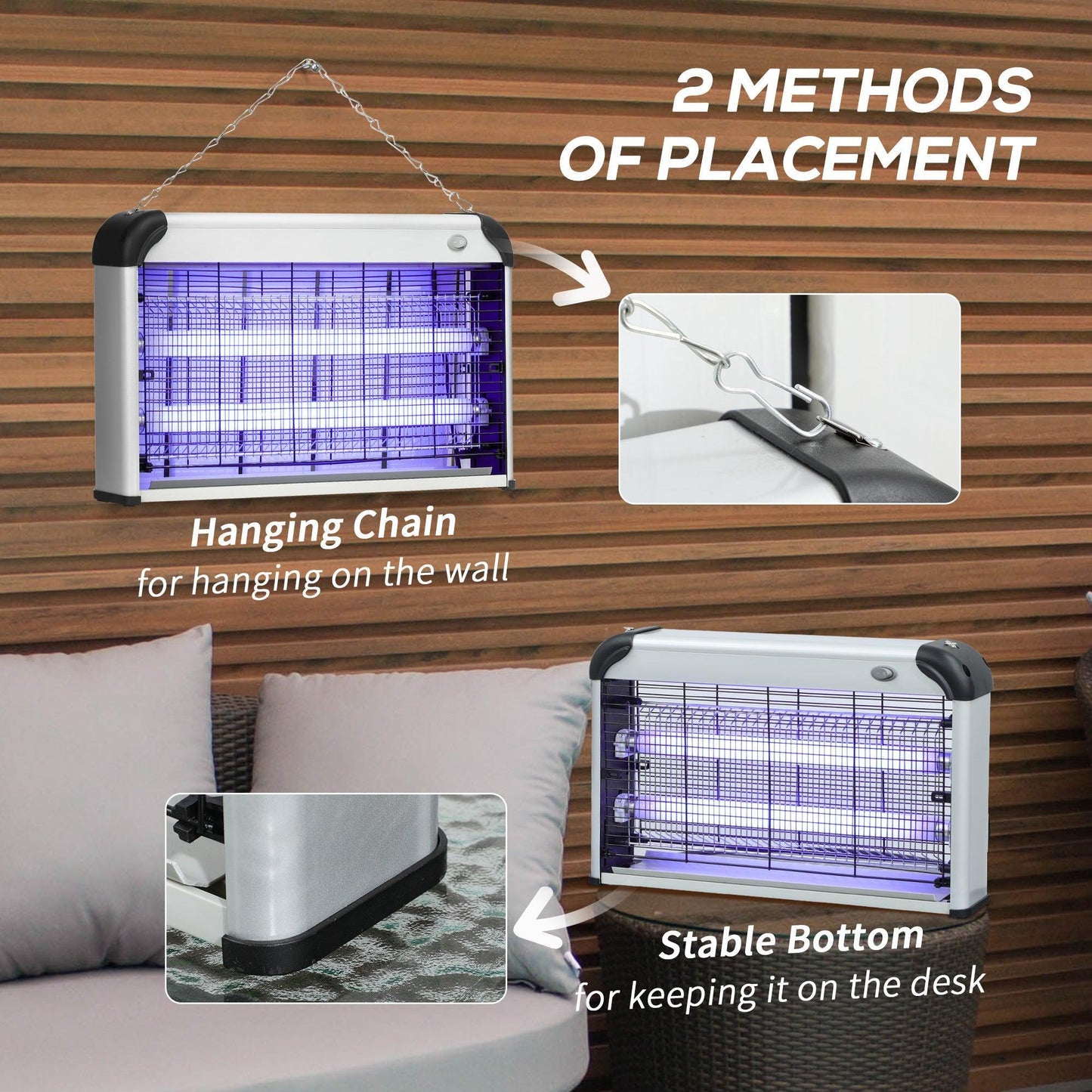 Outsunny Wall Hanging Electric Fly Zapper - 60m2 Coverage - ALL4U RETAILER LTD