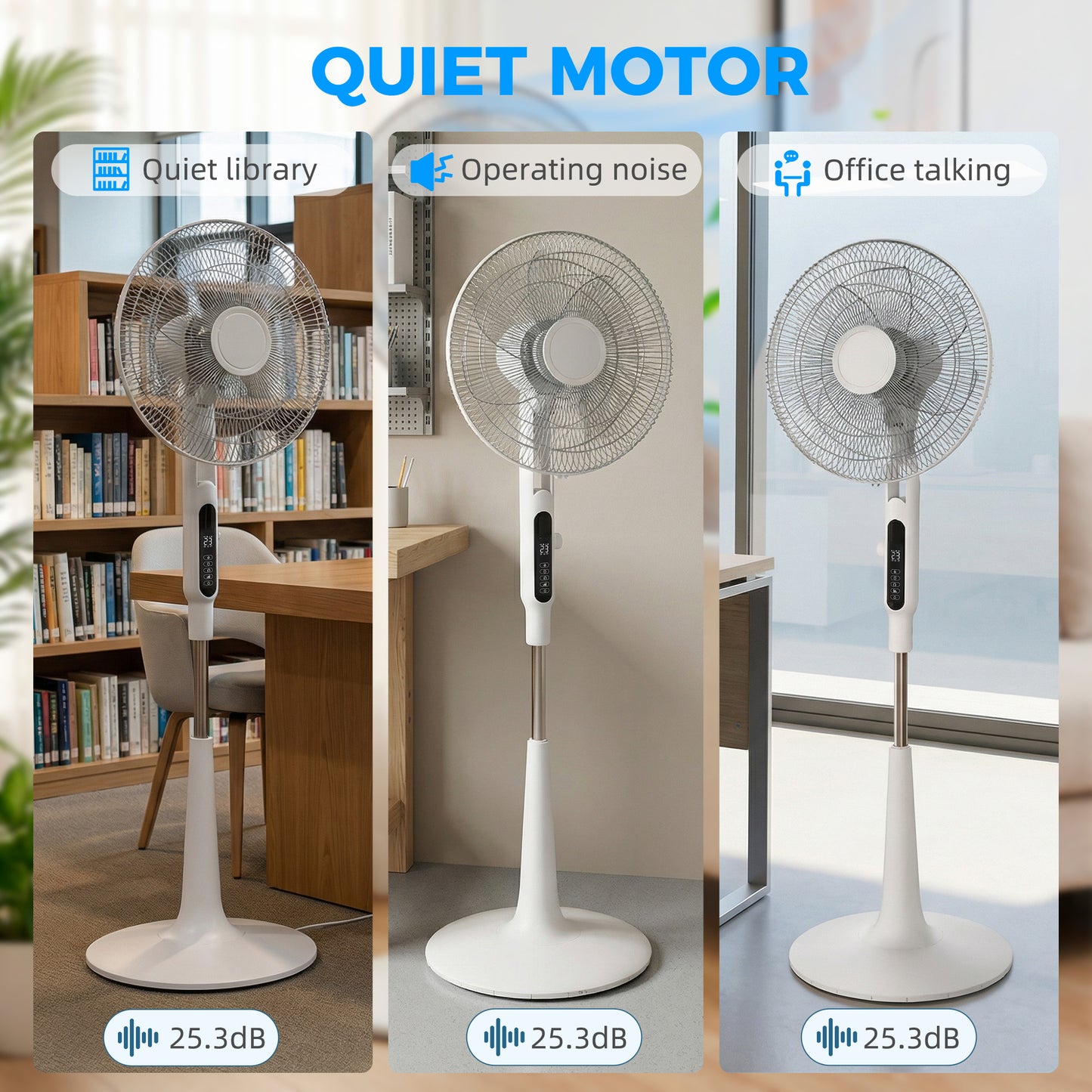 HOMCOM Pedestal Fan With Insect Repellent Box And LED Panel Three Modes Normal Natural Sleep 28 Speeds White