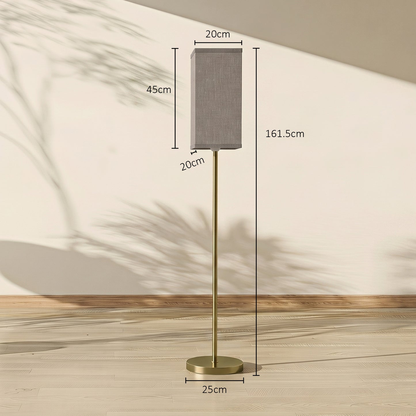 Modern Standing Floor Lamp With Faux Linen Shade And Foot Switch Gold