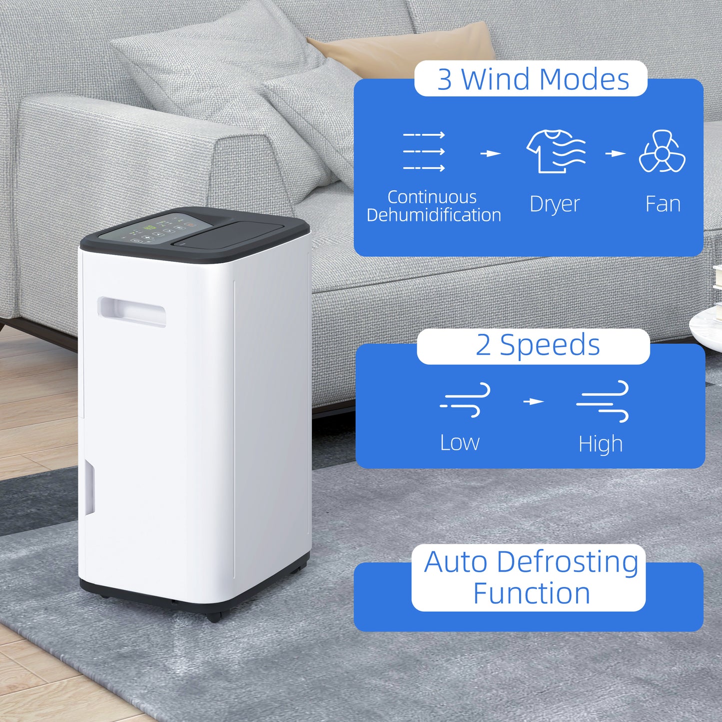 HOMCOM 20L/Day Portable Dehumidifier with 3 Modes, 24-Hour Timer & Quiet Operation for Home, Laundry, and Basement Use - ALL4U RETAILER LTD