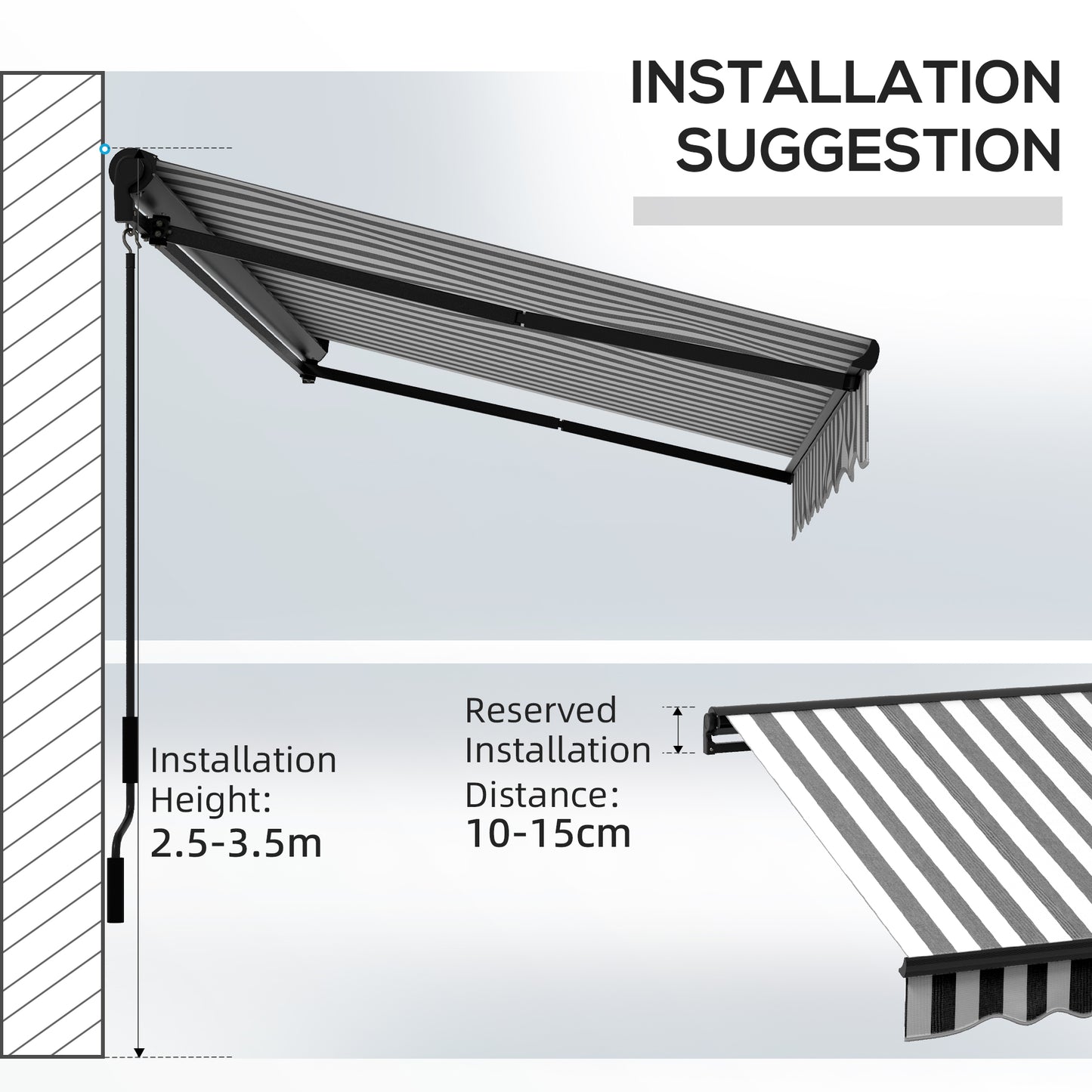 Outsunny 3x2m Aluminium Frame Electric Awning Retractable Awning Sun Canopies Patio Door Window Grey White - ALL4U RETAILER LTD