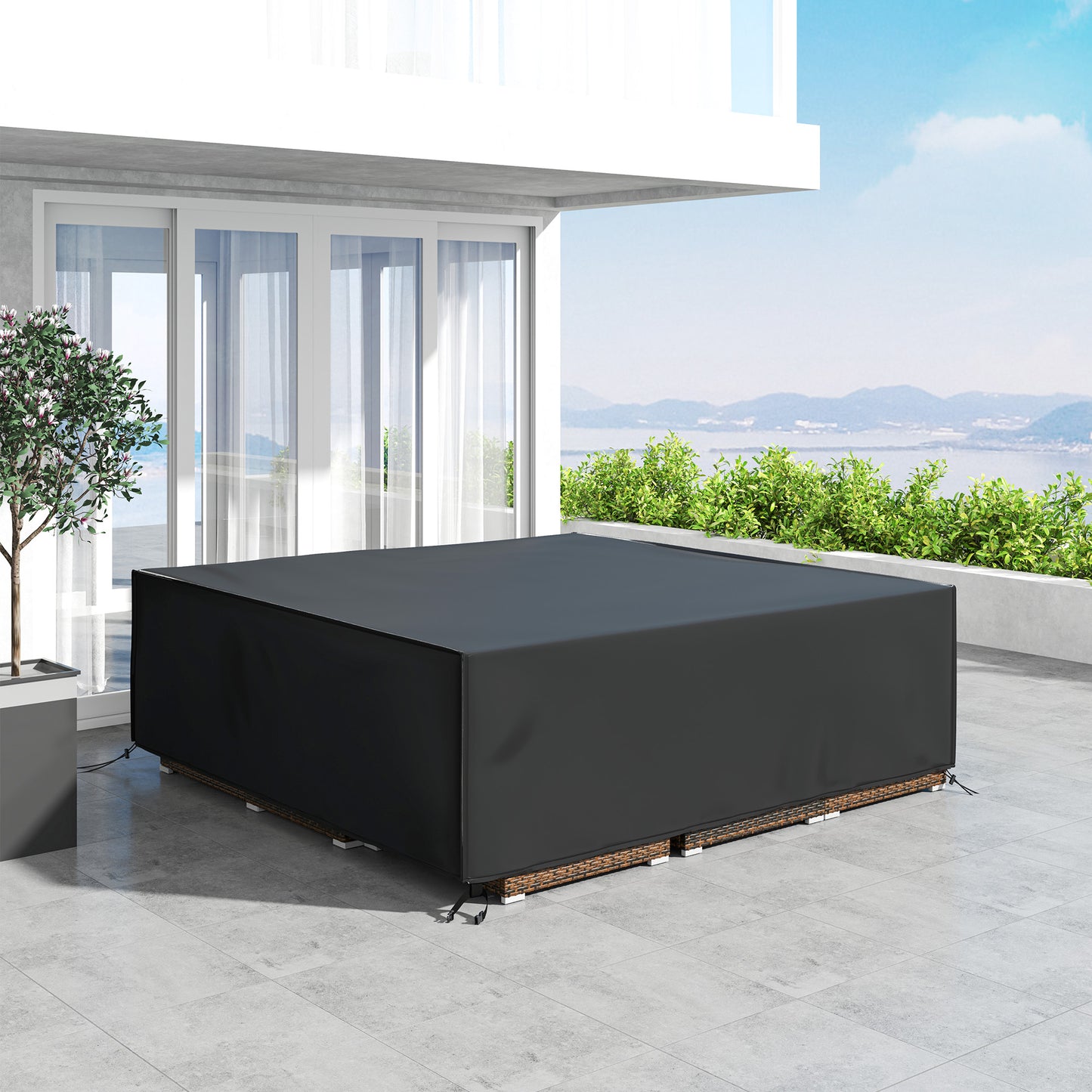 Outsunny Large Patio Furniture Set Cover 600D Oxford Square Waterproof 230 x 230 x 70 cm Black
