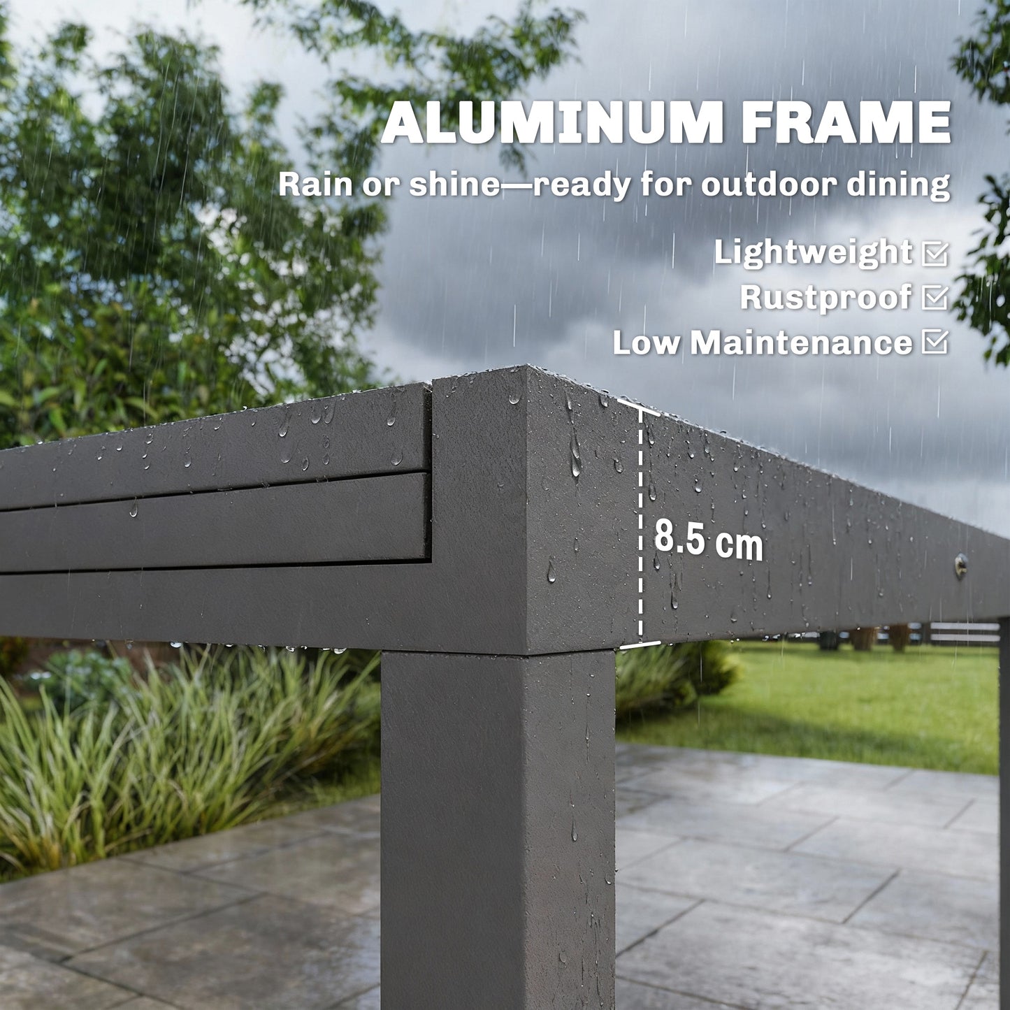 Outsunny Extending Garden Table for 6 to 10 People Aluminum Outdoor Dining Table with Tempered Glass Top Grey