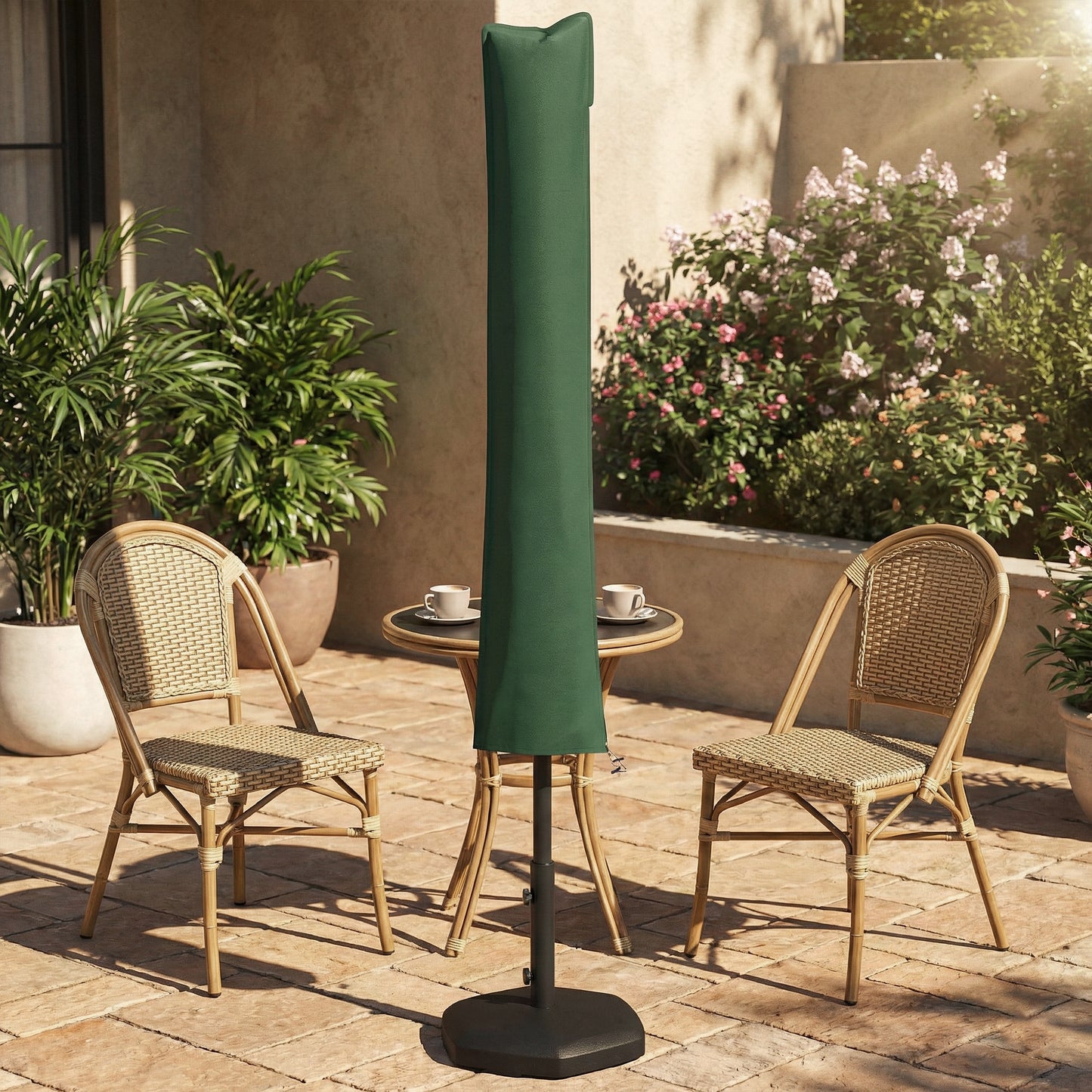 Outsunny Parasol Cover for Cantilever Umbrella 2 to 3.5 m Parasols with Zipper Green Banana Umbrella Protector