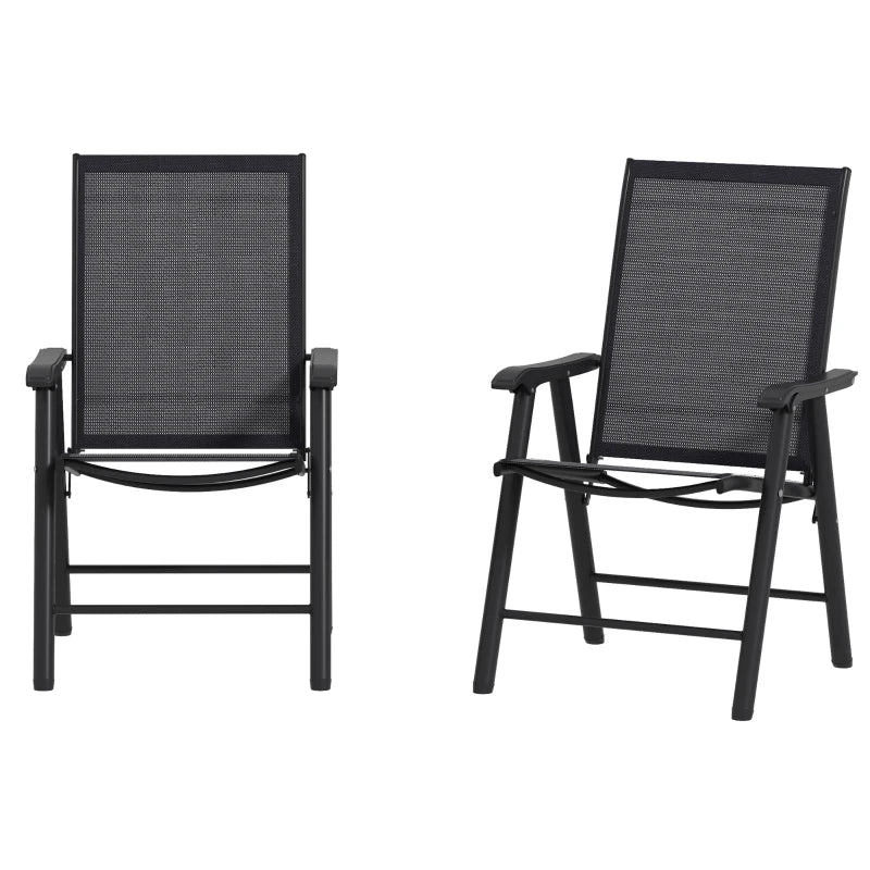 Outsunny Set of 2 Foldable Metal Garden Chairs - Outdoor Patio Park Dining Seat Yard Furniture in Dark Grey - Stylish and Durable Seating Solution - ALL4U RETAILER LTD