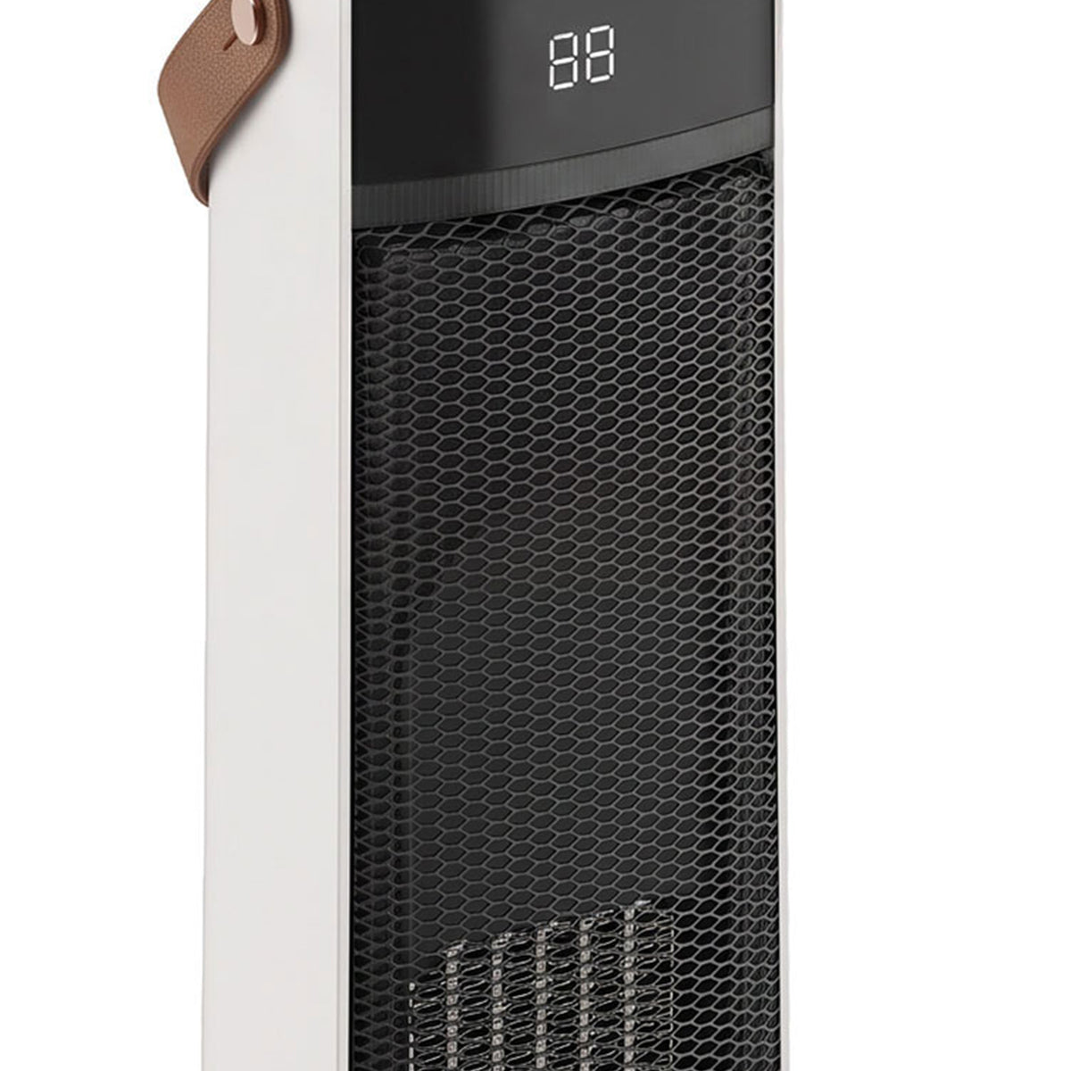 Portable ceramic tower heater front grille with top LED temperature display