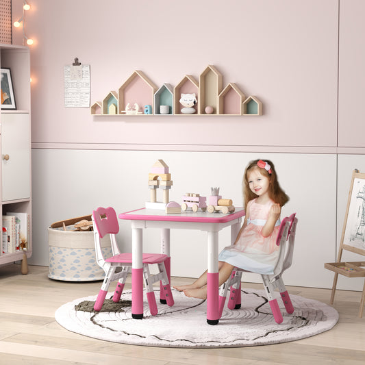 AIYAPLAY Adjustable Pink Toddler Table and Chair Set - 3 Pieces for Playroom and Bedroom - ALL4U RETAILER LTD