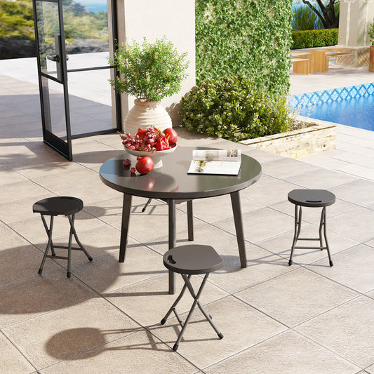Outsunny Set of Four Folding Carry Stools for Garden and Camping Charcoal Grey Lightweight and Portable