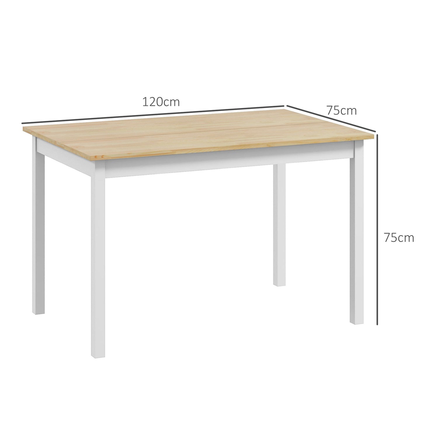 HOMCOM Rustic Pine Wood Dining Table for Four - Space-Saving Farmhouse Design 120x75cm - ALL4U RETAILER LTD