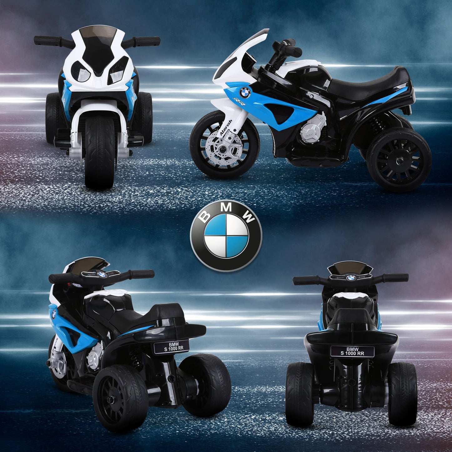 AIYAPLAY Blue BMW S1000RR Licensed Kids Electric Motorcycle with Lights and Music - ALL4U RETAILER LTD