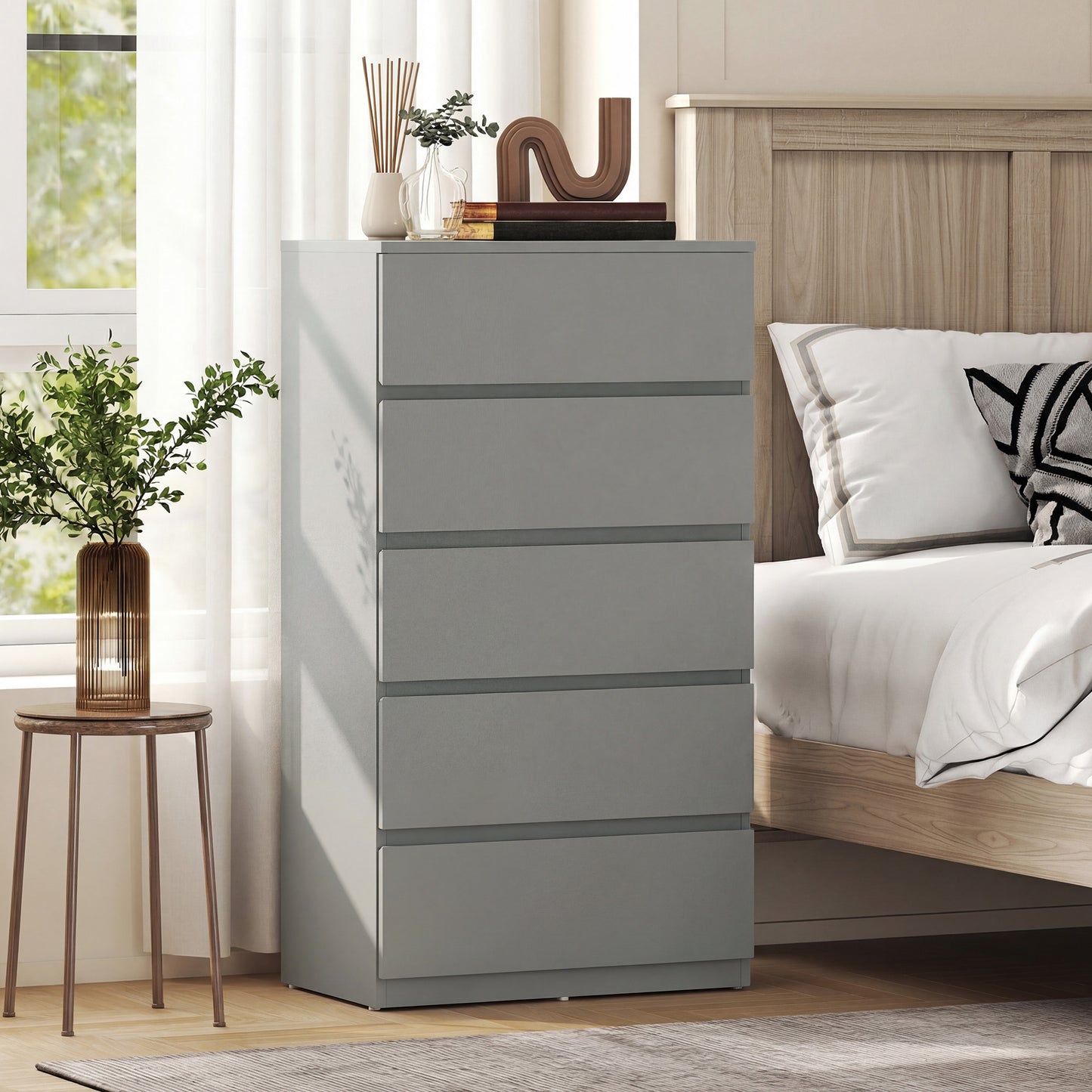 Homcom 5 Drawer Chest Modern Dresser Storage Cabinet for Bedroom Organization Solution