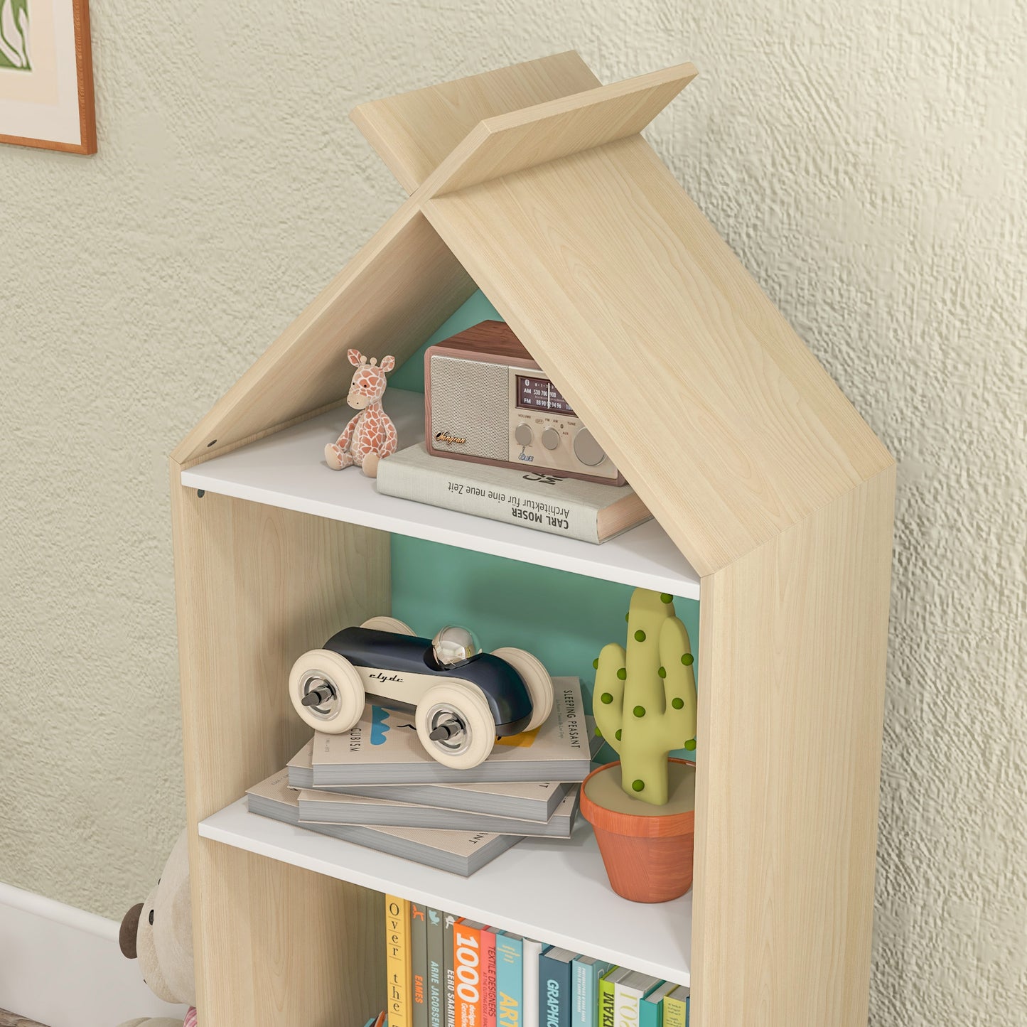 AIYAPLAY Green Kids Bookshelf with 3 Shelves and Drawer for Safe Book Storage - ALL4U RETAILER LTD