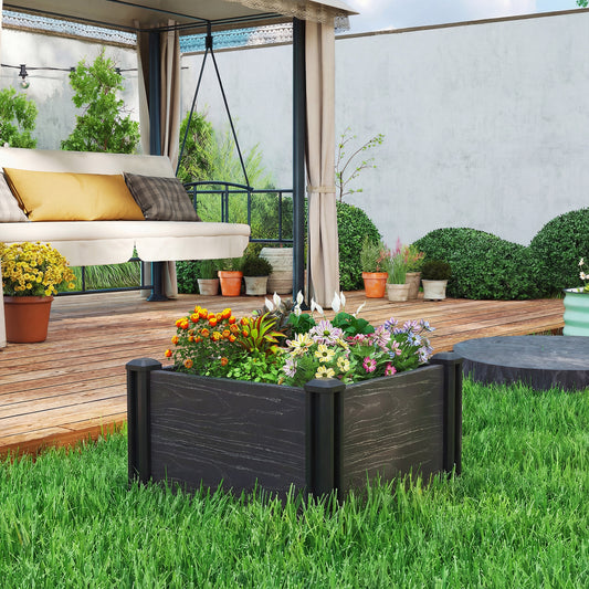 Outsunny Vinyl Raised Garden Bed Kit 2x2x1ft Modular Elevated Garden Box With Slotting Legs Open Bottom Dark Grey