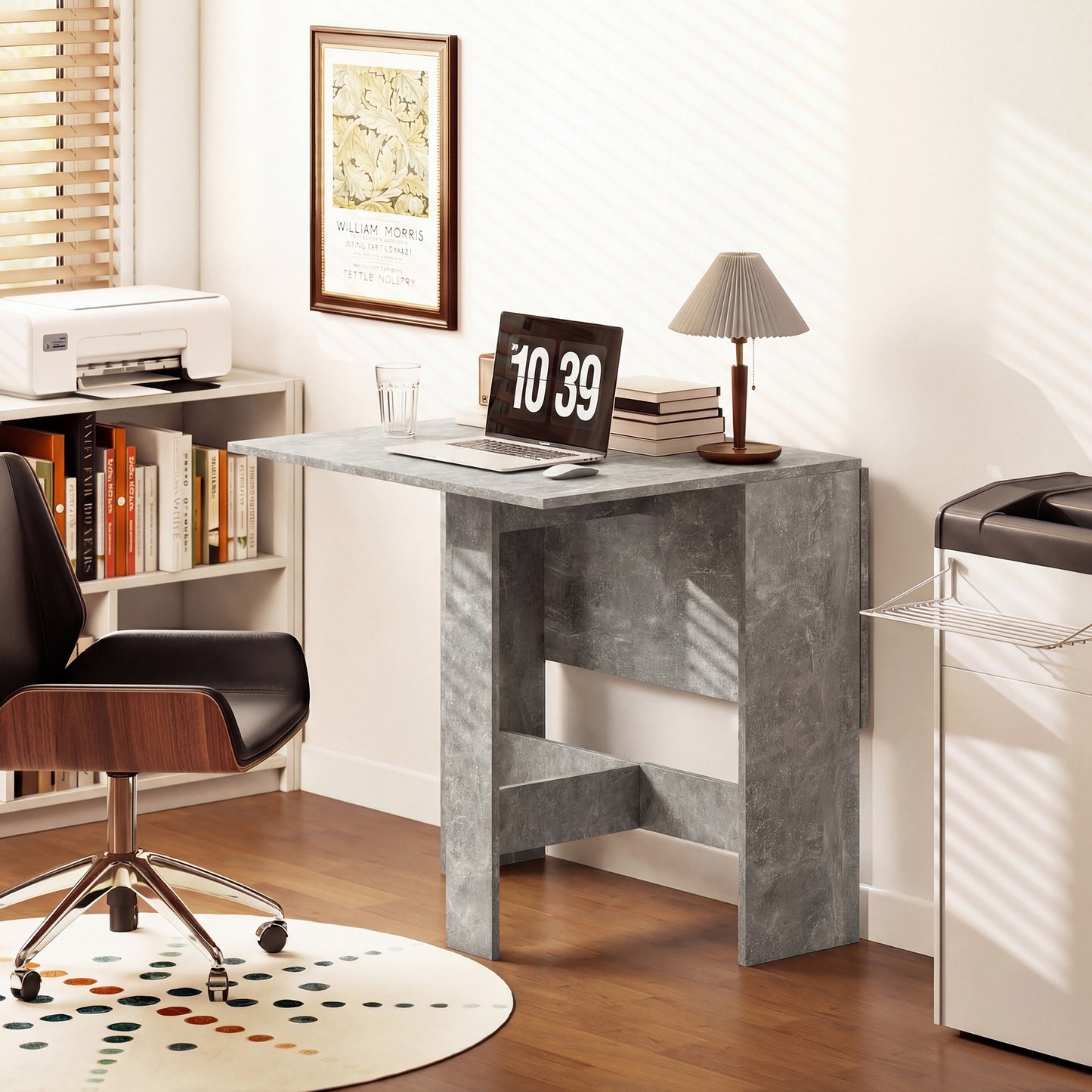 HOMCOM Folding Dining Table Space Saving Drop Leaf Kitchen Table For 4 To 6 People Grey