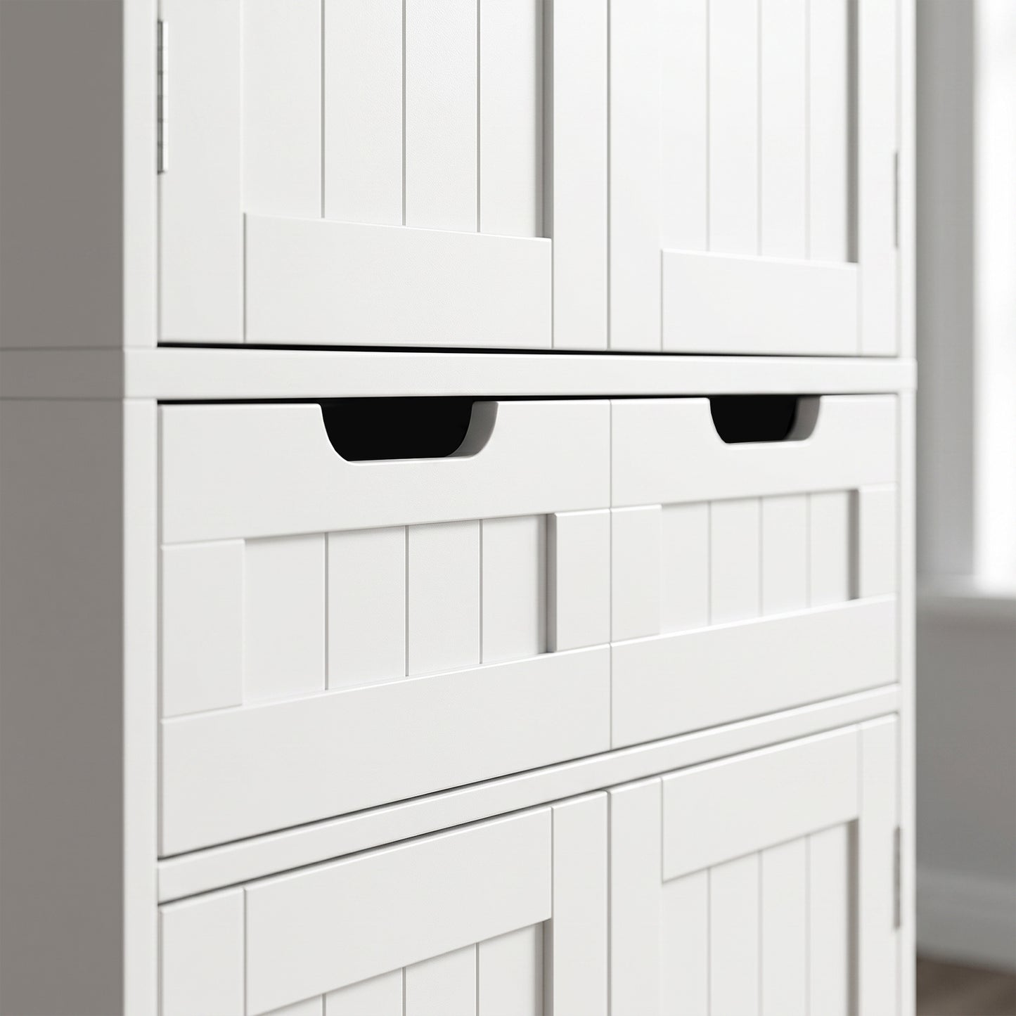 HOMCOM Tall Freestanding Bathroom Cabinet With Drawer Shelves And Doors 60 x 30 x 160 Cm White