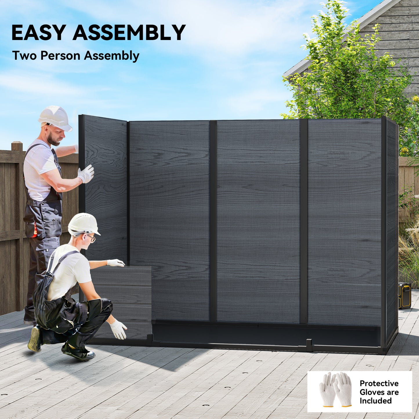 Outsunny 8x4ft Resin Garden Shed Wood Effect Outdoor Storage With Floor Windows Lockable Doors Vents Dark Grey