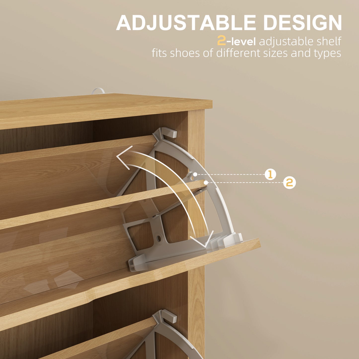 HOMCOM Slim Shoe Cabinet Narrow Cupboard With 3 Drawers And Adjustable Shelves For 18 Pairs Natural Wood Finish