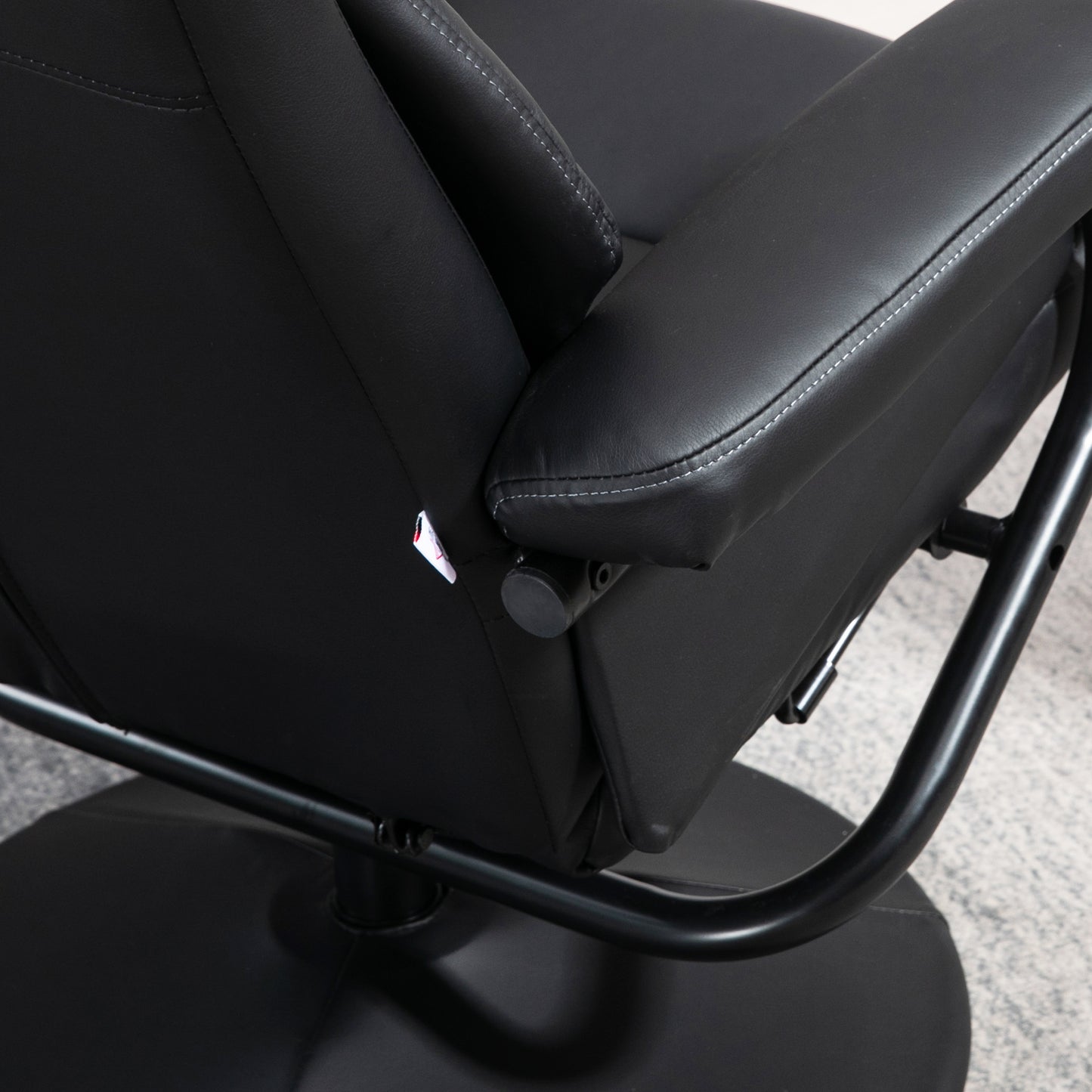 HOMCOM Swivel Recliner Chair With Ottoman In PU Leather With Steel Base For Living Room Bedroom Office Black