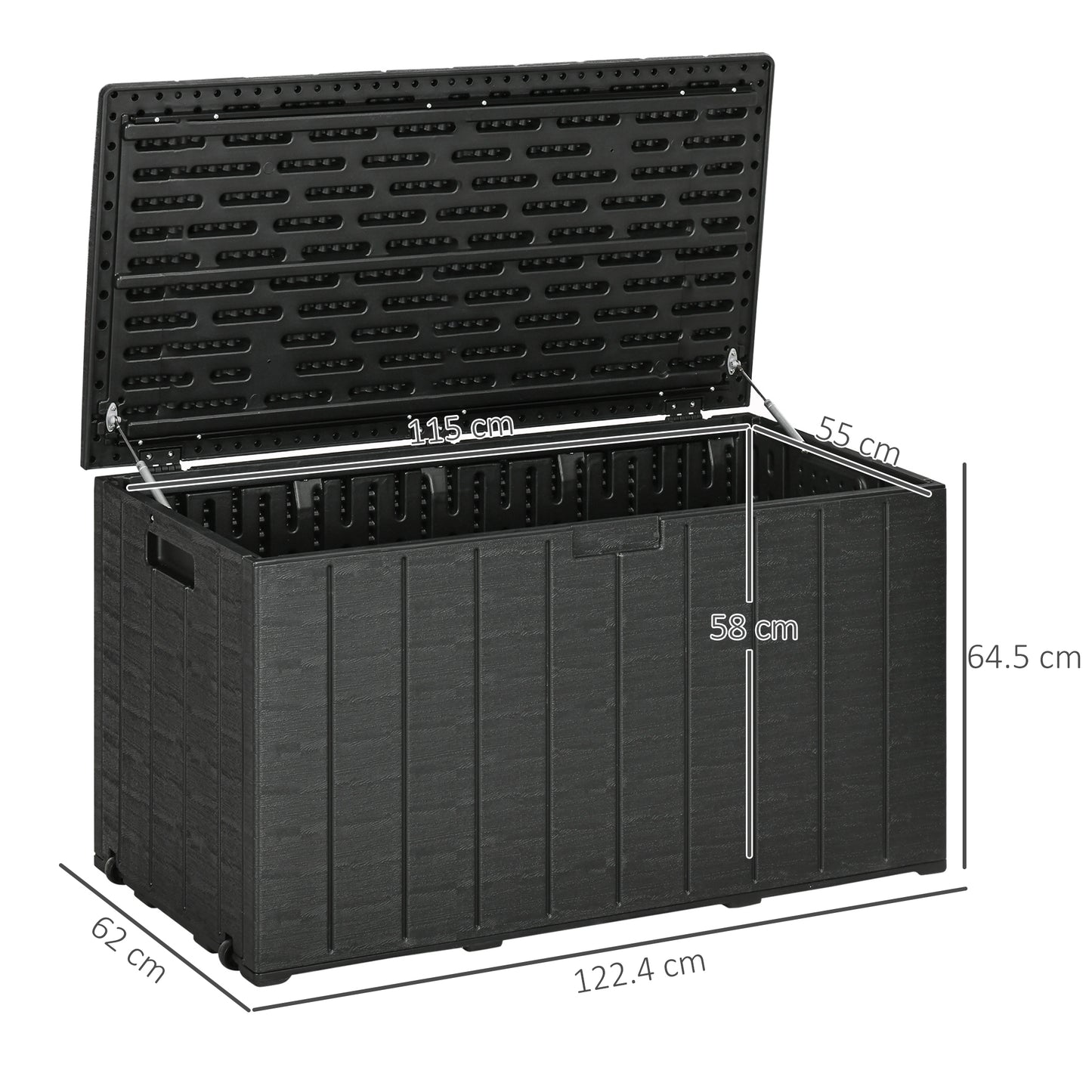 Outsunny 336 Litre Garden Storage Box Water Resistant Heavy Duty Double Wall Plastic Container Outdoor Organizer