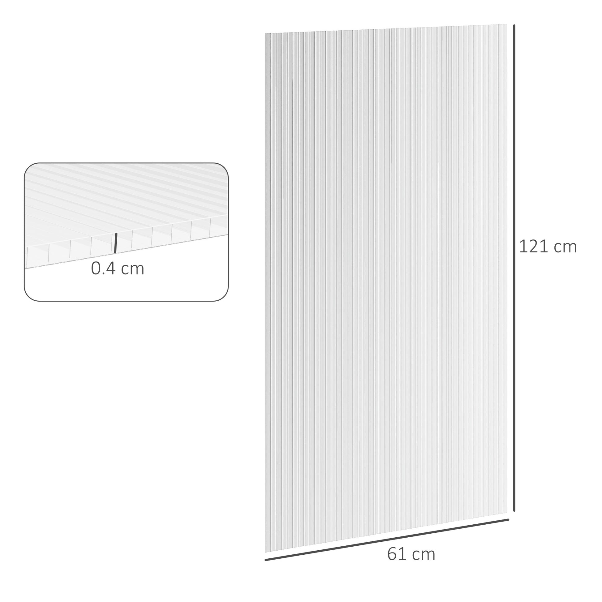 Outsunny 14-Pack Twin-Wall Polycarbonate Greenhouse Panels - Customizable Clear Roofing Sheets with UV Protection and Thermal Insulation, 121 x 61 x 0.4cm - ALL4U RETAILER LTD