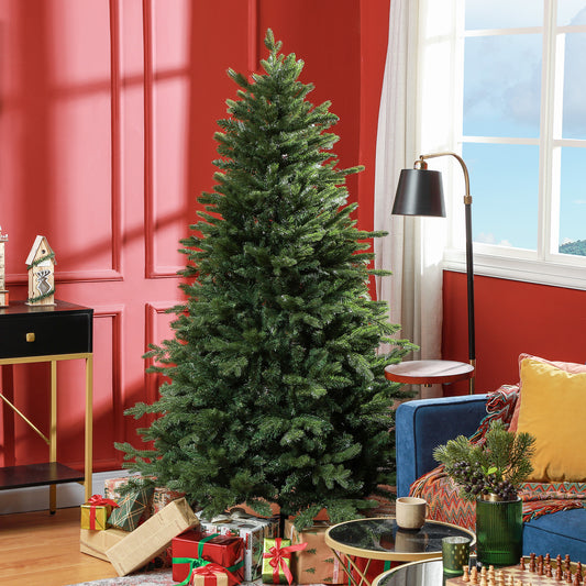 HOMCOM 6ft Realistic Artificial Christmas Tree with 1821 Tips and Metal Base for Indoor Holiday Decor - ALL4U RETAILER LTD